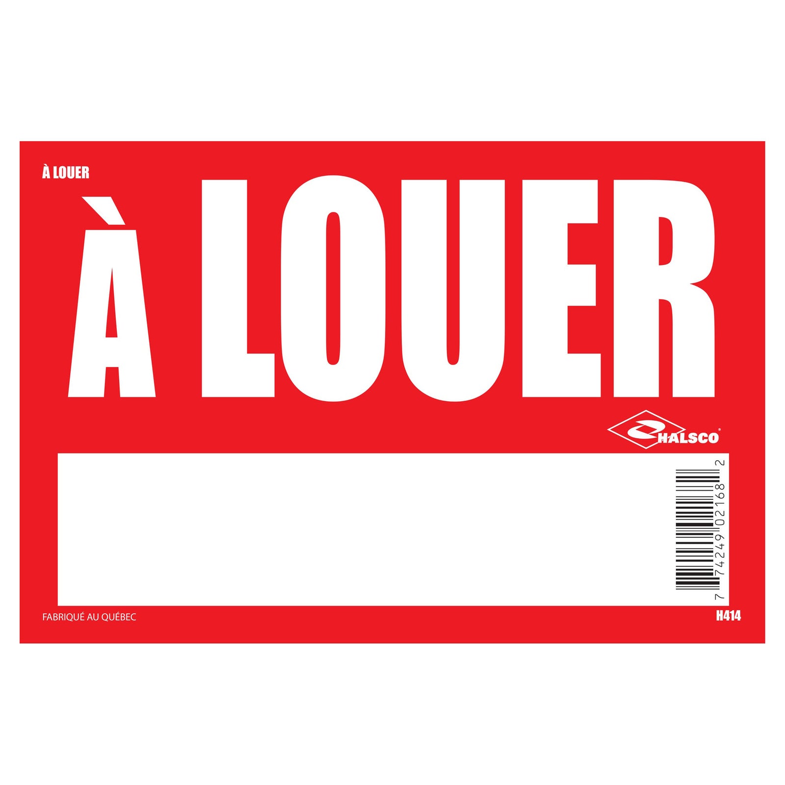 Enseigne ''à louer'', 8" x 12"