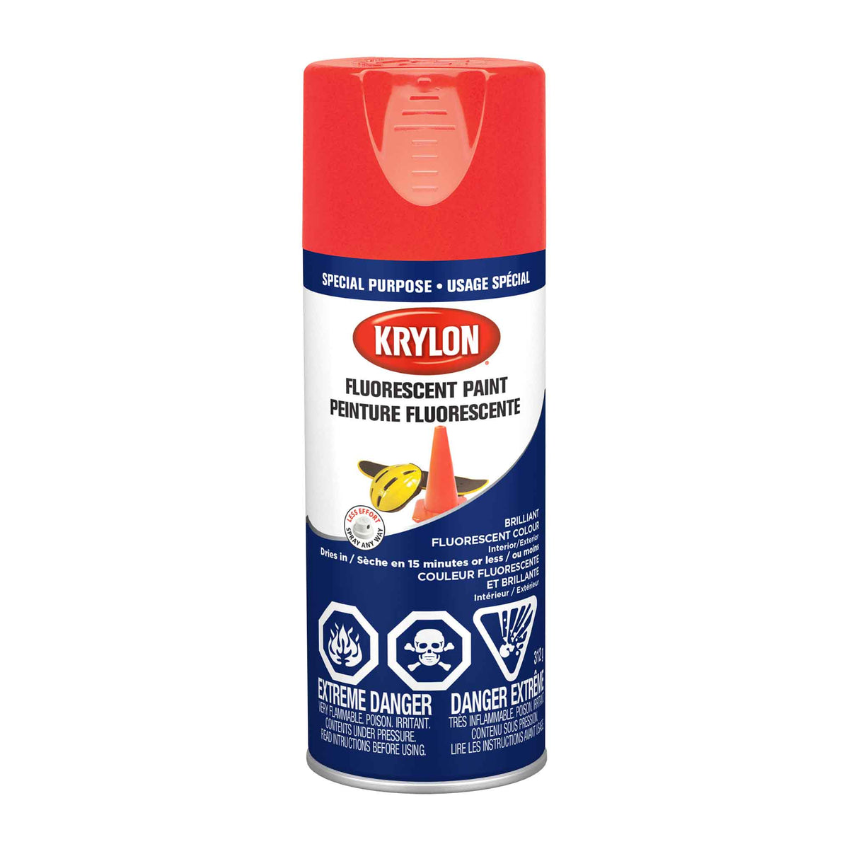 Krylon Fusion All-In-One peinture aérosol fluorescent rouge orange, 312 g