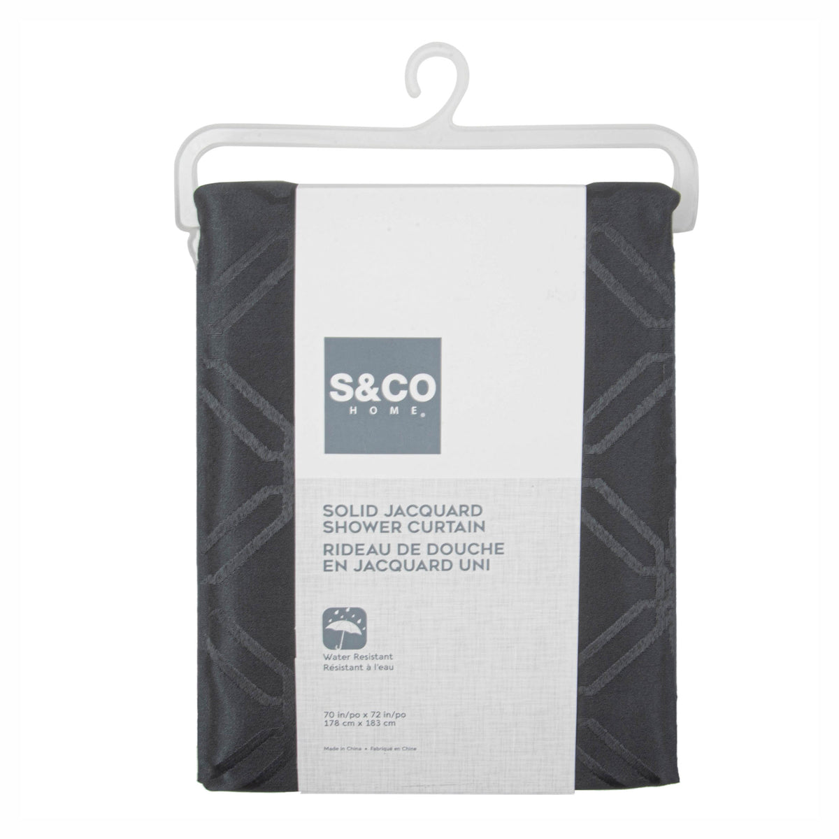 Rideau de douche en Jacqard gris charbon, 70" x 72"