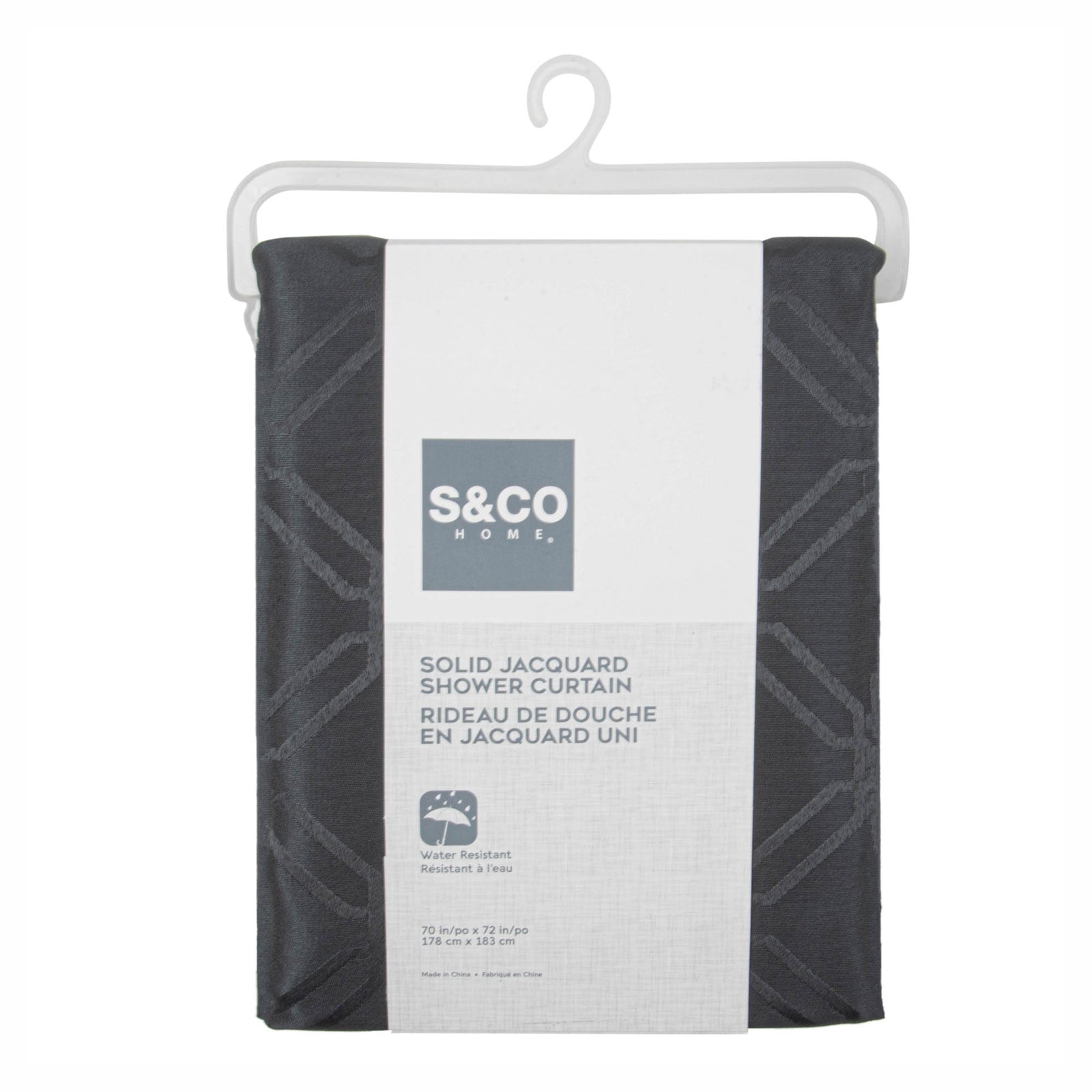 Rideau de douche en Jacqard gris charbon, 70" x 72"