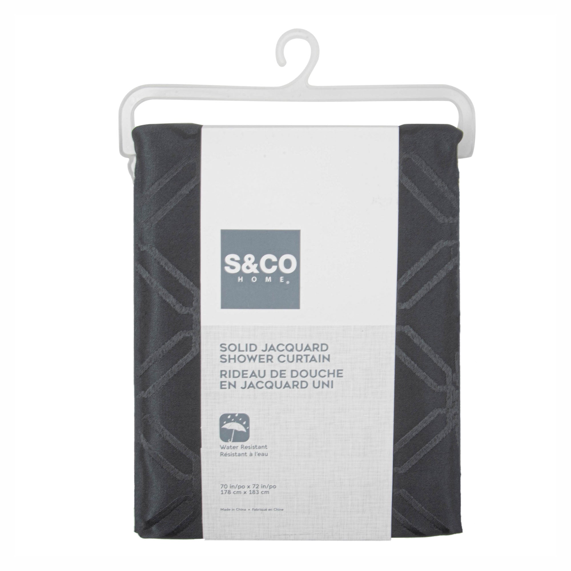 Rideau de douche en Jacqard gris charbon, 70" x 72"