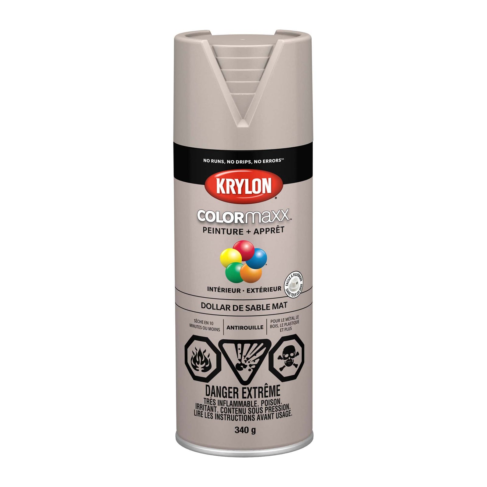 Krylon aérosol COLORMAXX peinture + apprêt dollar de sable mat, 340 g
