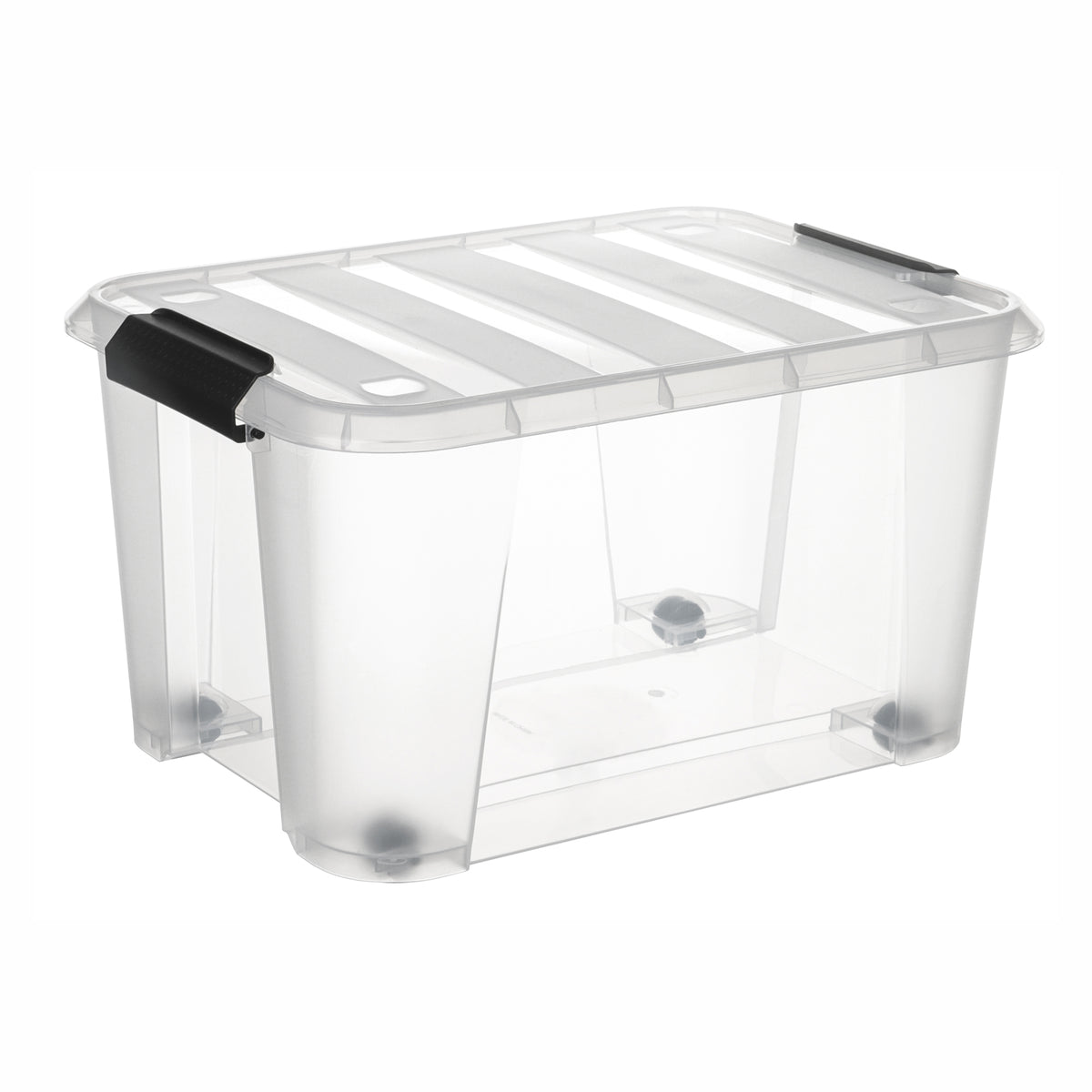Bac de rangement transparent sur roulettes avec couvert à clips, 32 L