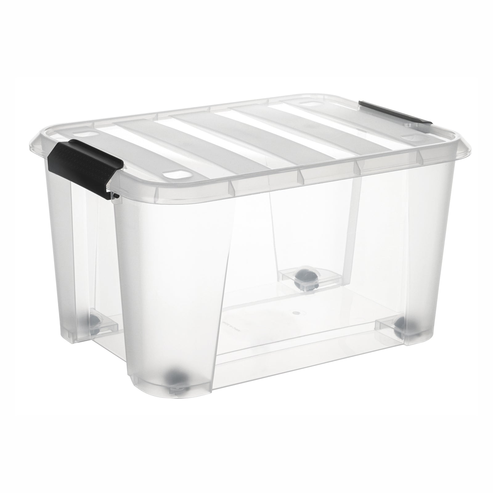 Bac de rangement transparent sur roulettes avec couvert à clips, 32 L