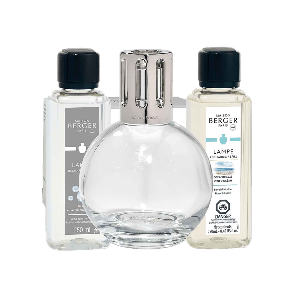 Ensemble d&#39;une lampe aromatique ovale avec 2 parfums, neutre et vent d’océan