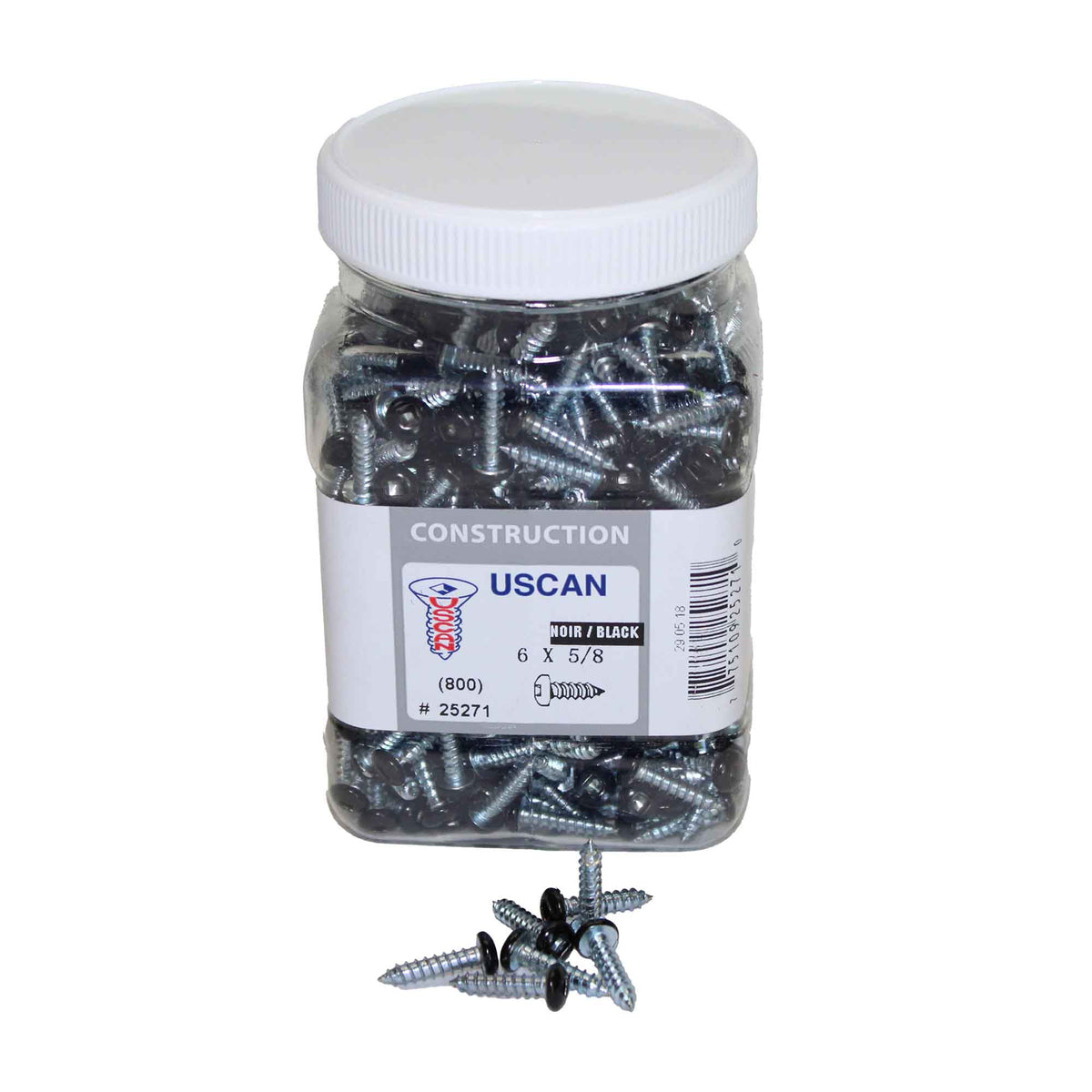 Vis pour soffite à tête de couleur noire, #6 x 5/8" (pot de 800 unités)