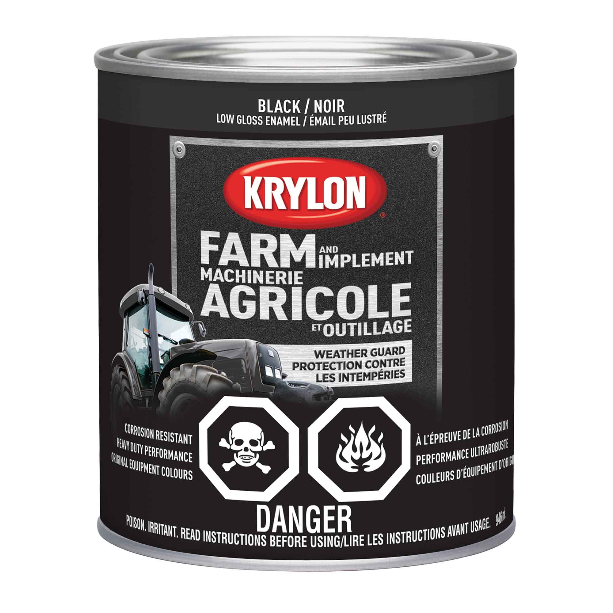 Peinture pour machinerie agricole et outillage émail peu lustré noir, 946 ml