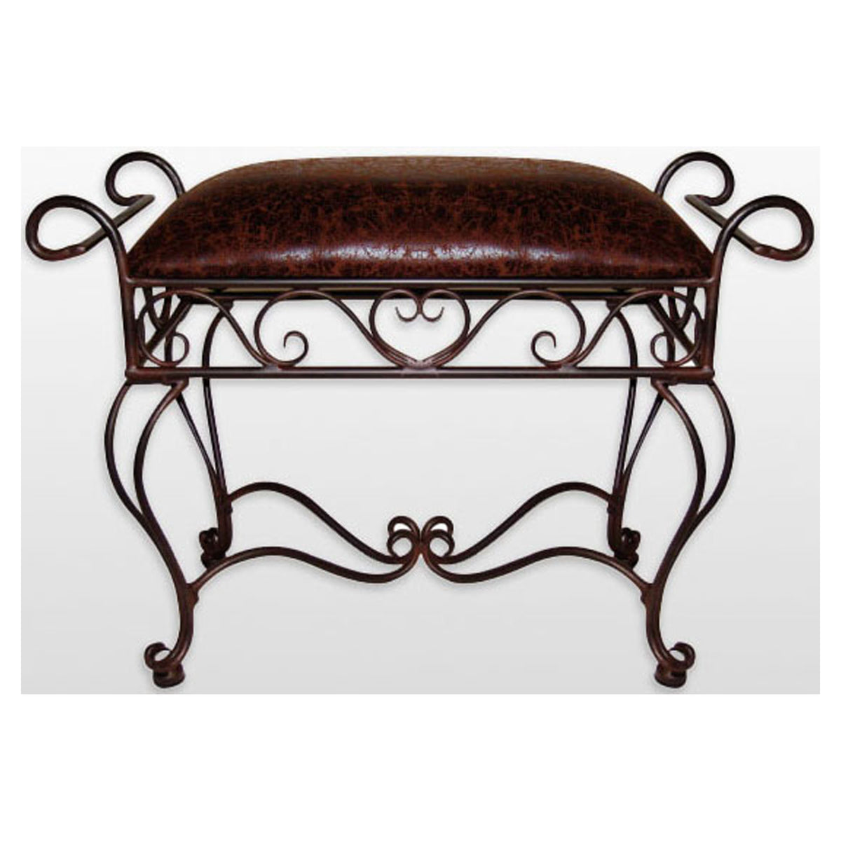 Banc rembourré orné de métal, 29" x 13" x 21"