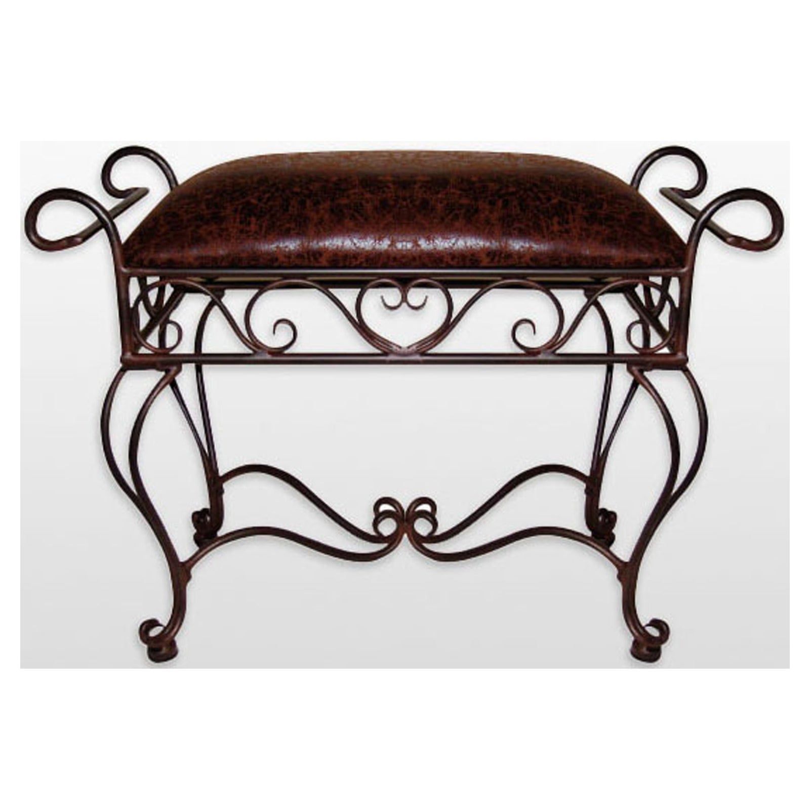 Banc rembourré orné de métal, 29" x 13" x 21"