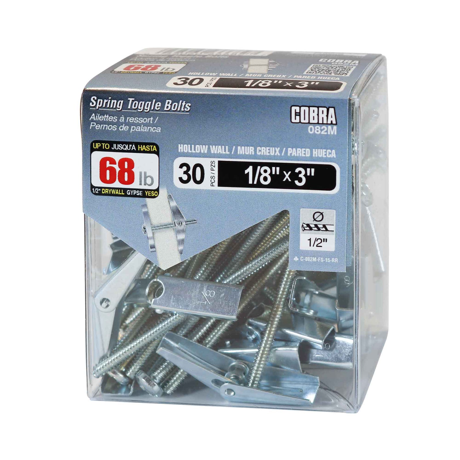 Ailettes à ressort pour mur creux de 1/8" x 3", 30 unités 