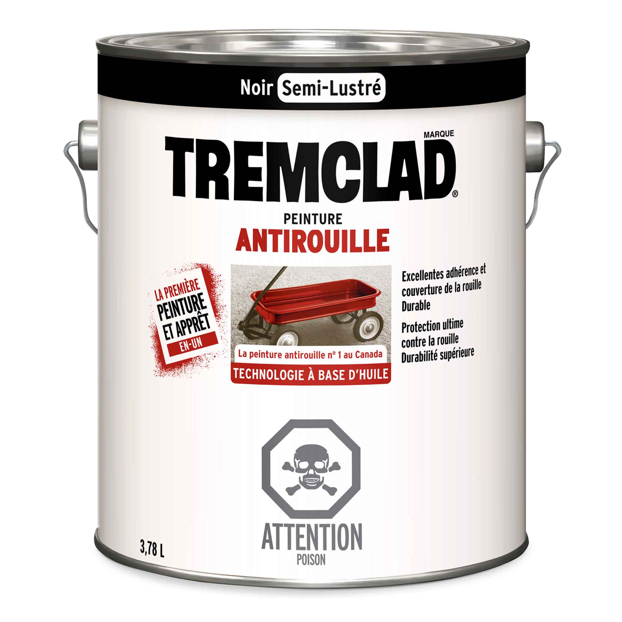 Tremclad peinture antirouille à base d'huile noir semi-lustré, 3,78 L