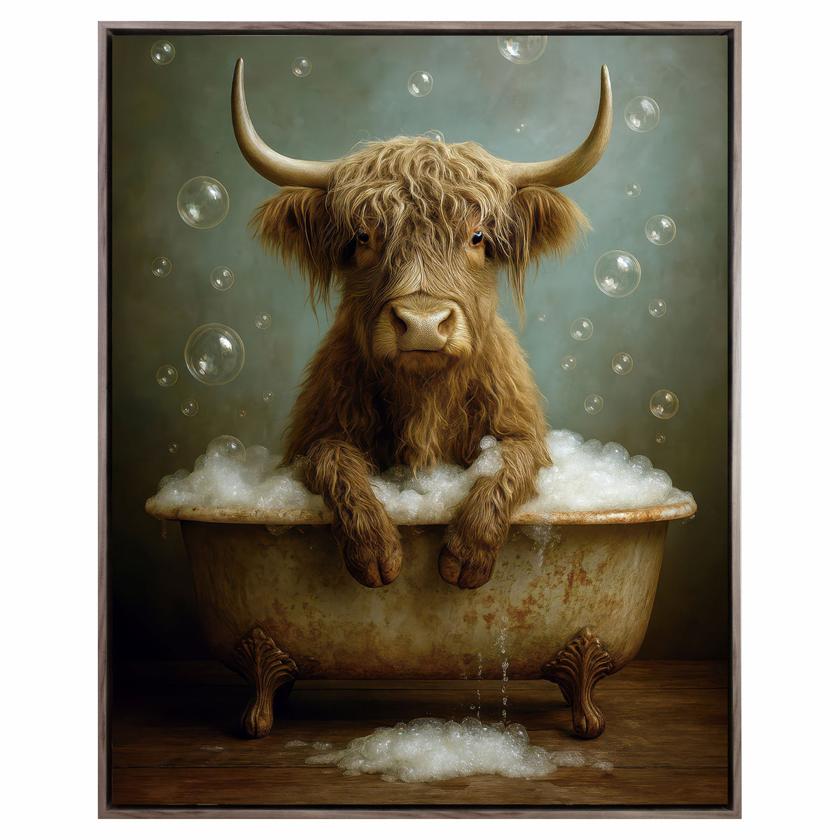 Canevas de buffle dans un bain de bulles, 24" x 30"