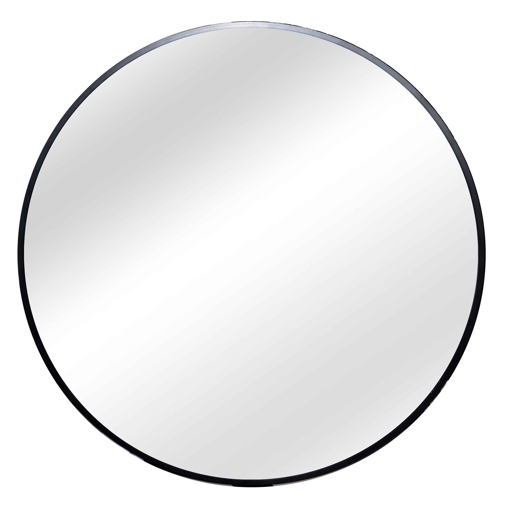 Miroir rond avec cadre en aluminium de 23,6", noir