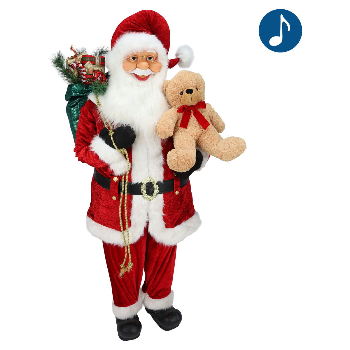 Décoration de Père Noël traditionnel musical, 6'