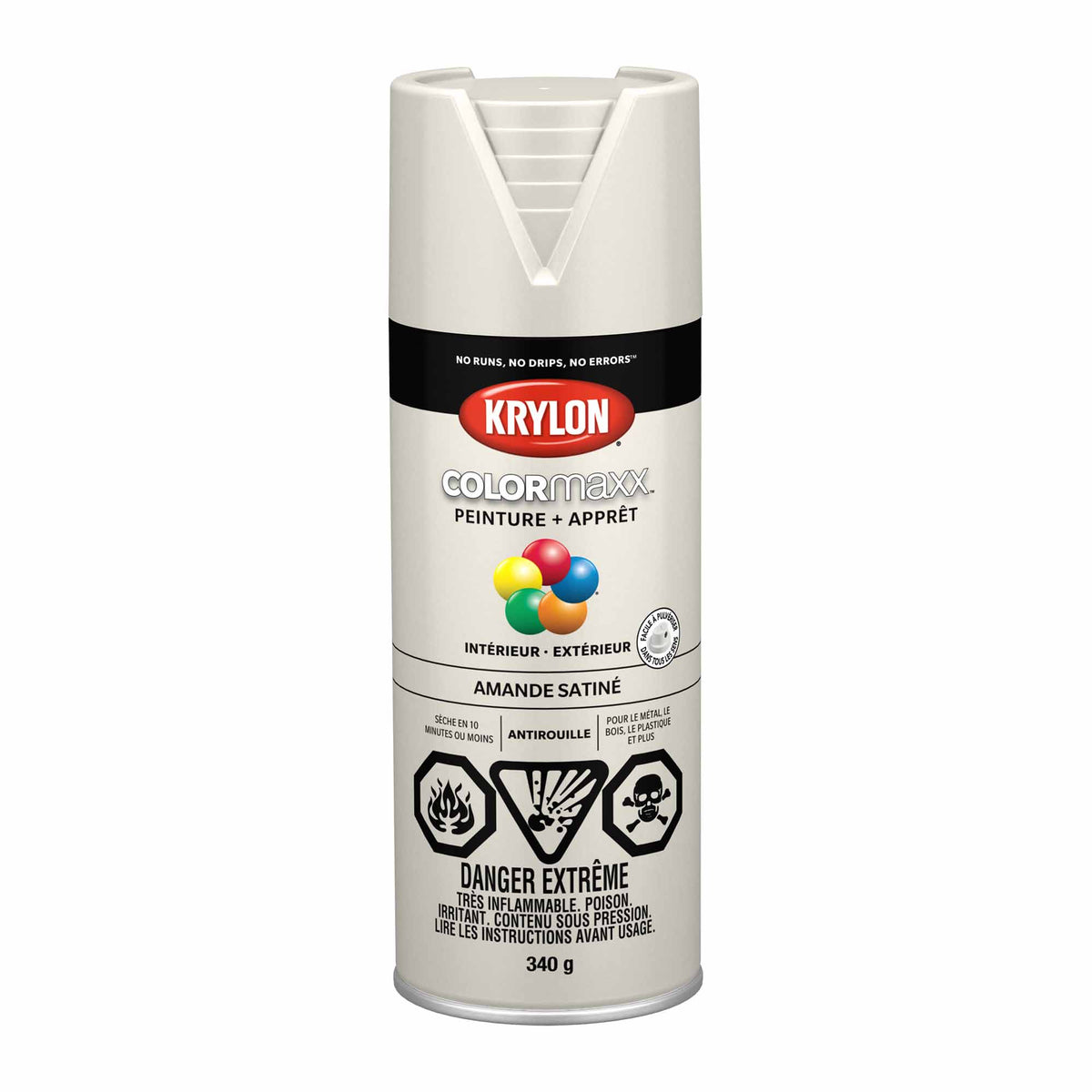 Krylon aérosol COLORMAXX peinture + apprêt amande satiné, 340 g