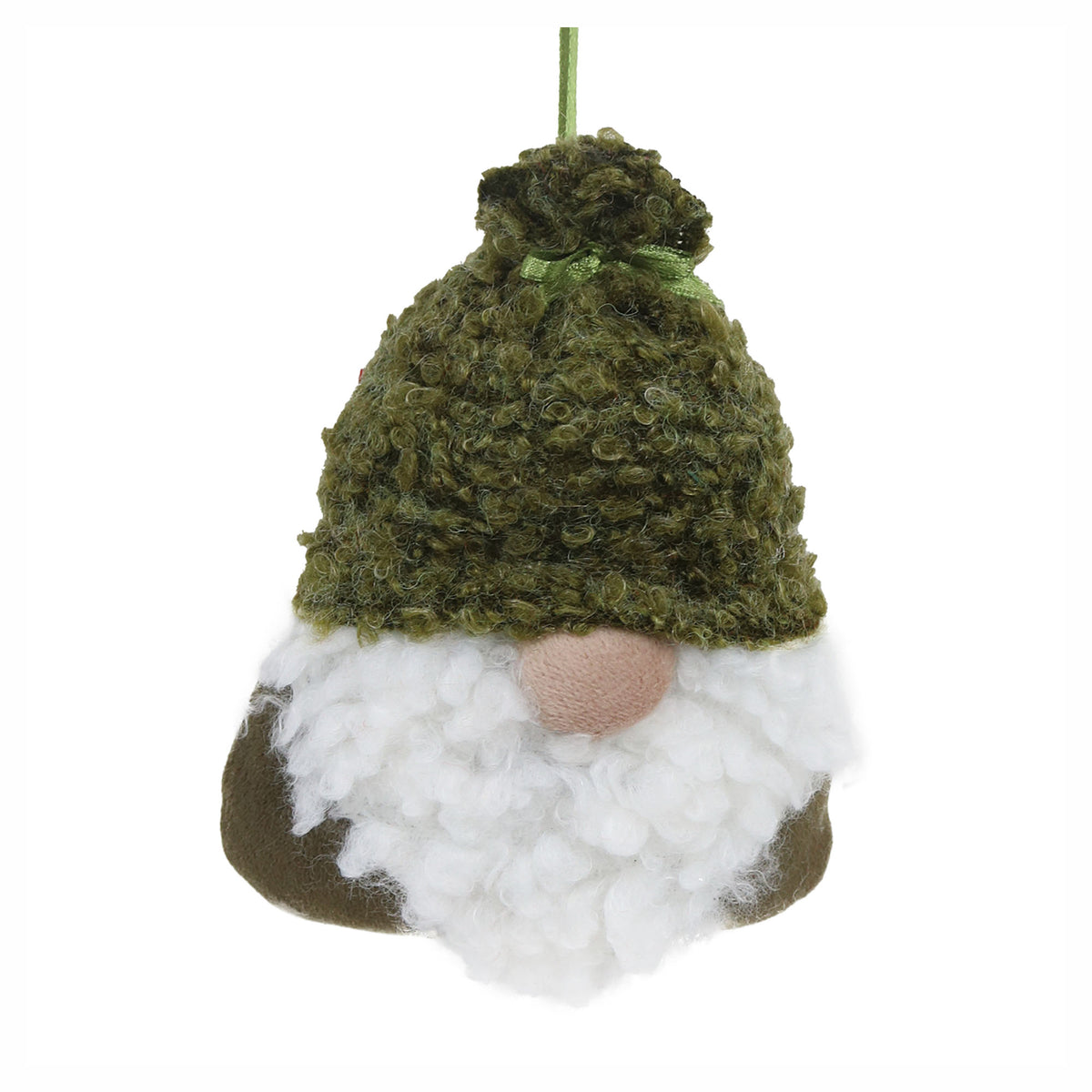 Décoration de Père Noël en laine avec barbe à suspendre, 4" (vert)