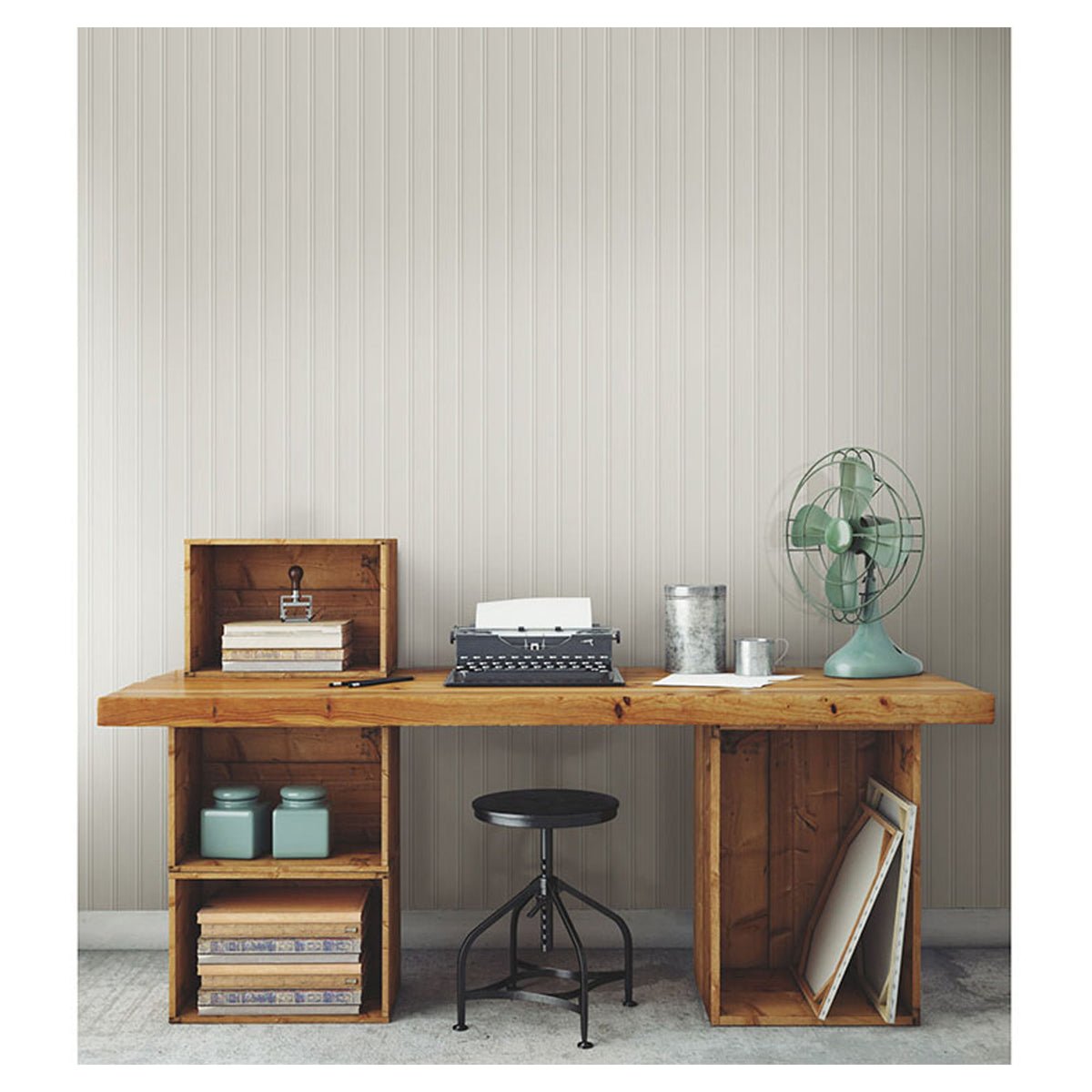 Papier peint autocollant à effet de lambris, beige (20,5" x 16,5')