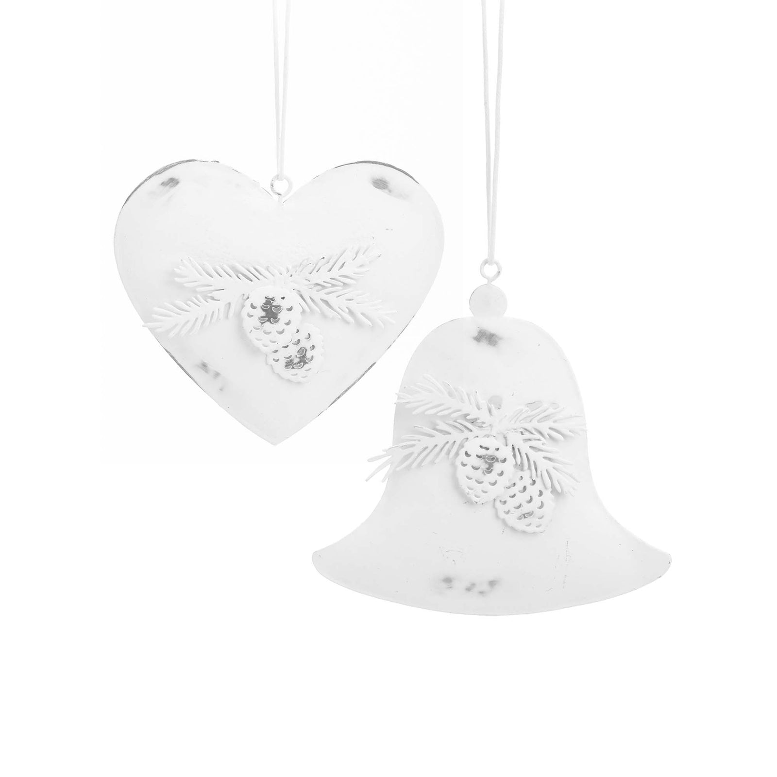 Ensemble 2 ornements en forme de cœur et de cloche, 6'' 