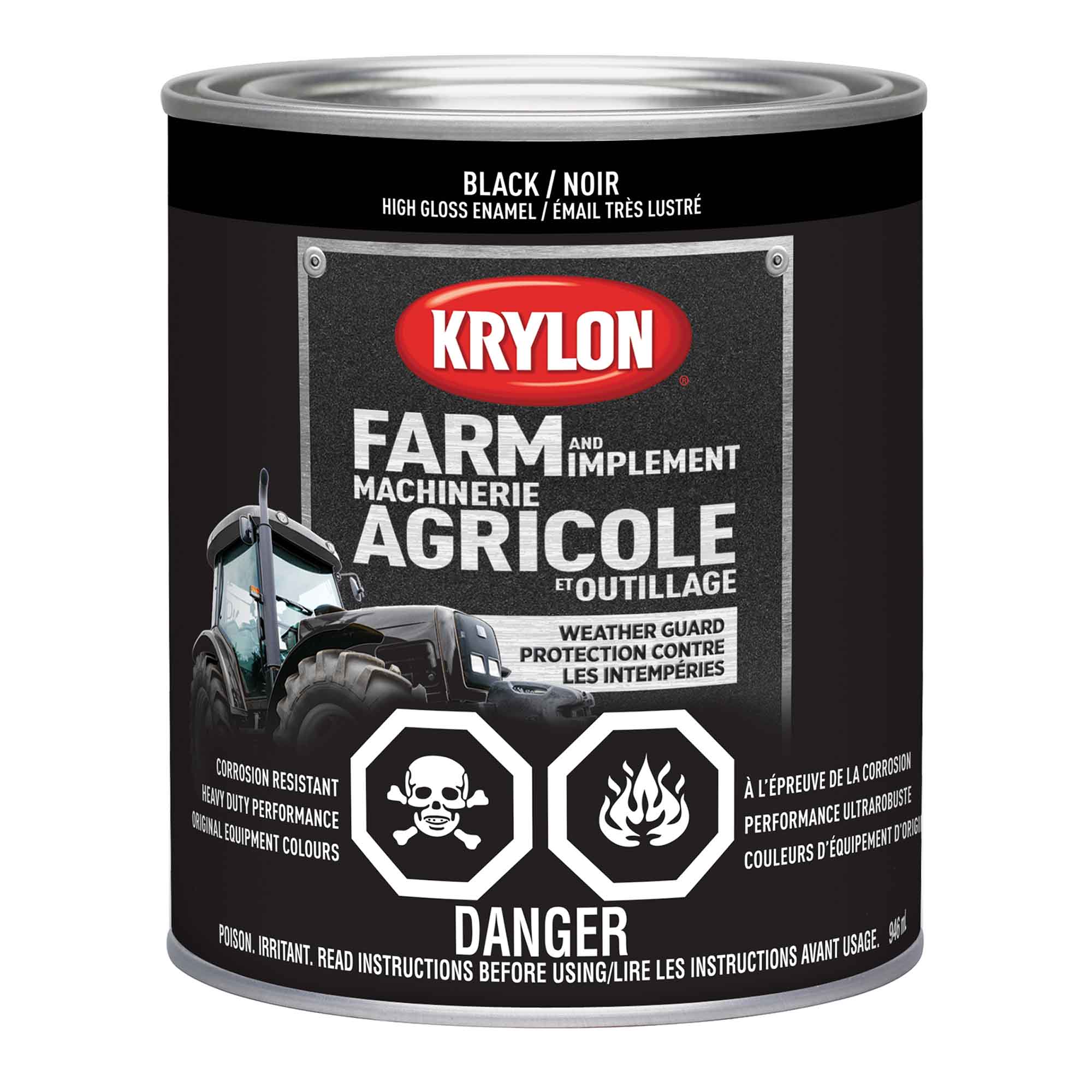 Peinture pour machinerie agricole et outillage émail très lustré noir, 946 ml