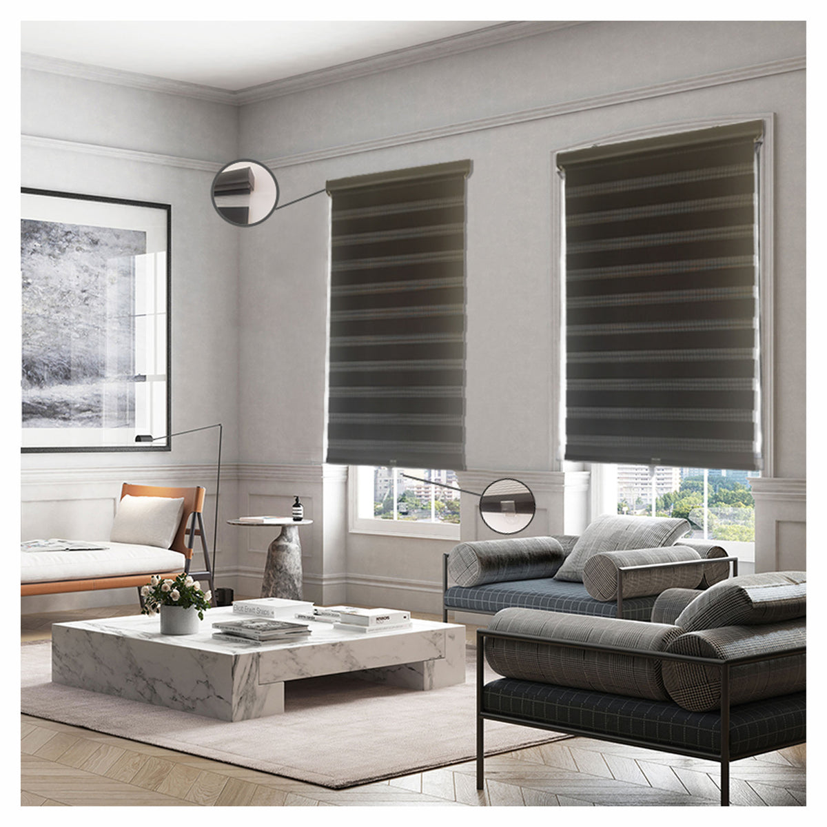 Store sans cordon en polyester noir, 44" x 84"