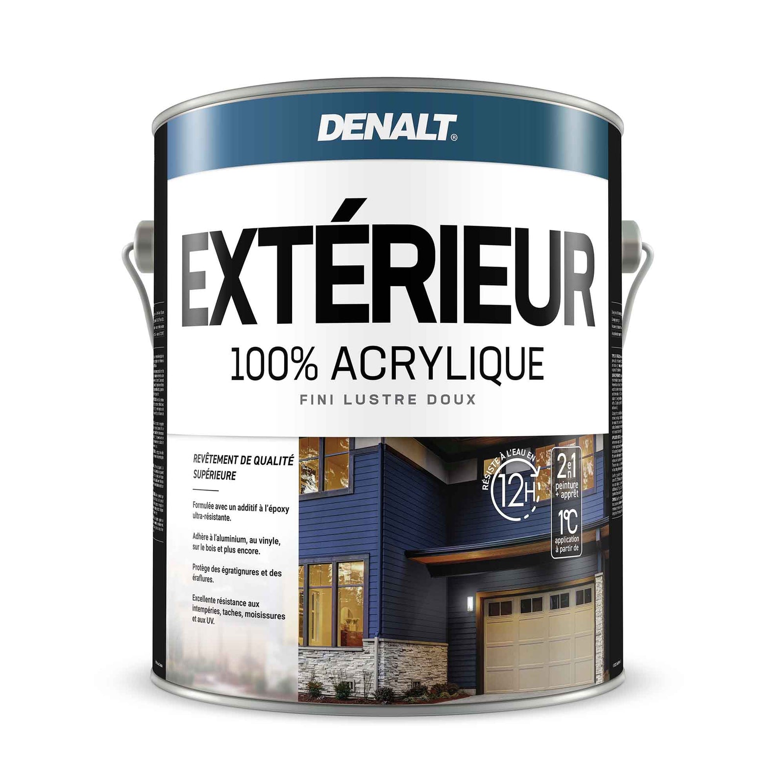Revêtement Extérieur 100 % acrylique lustre doux blanc naturel, 3,7 L