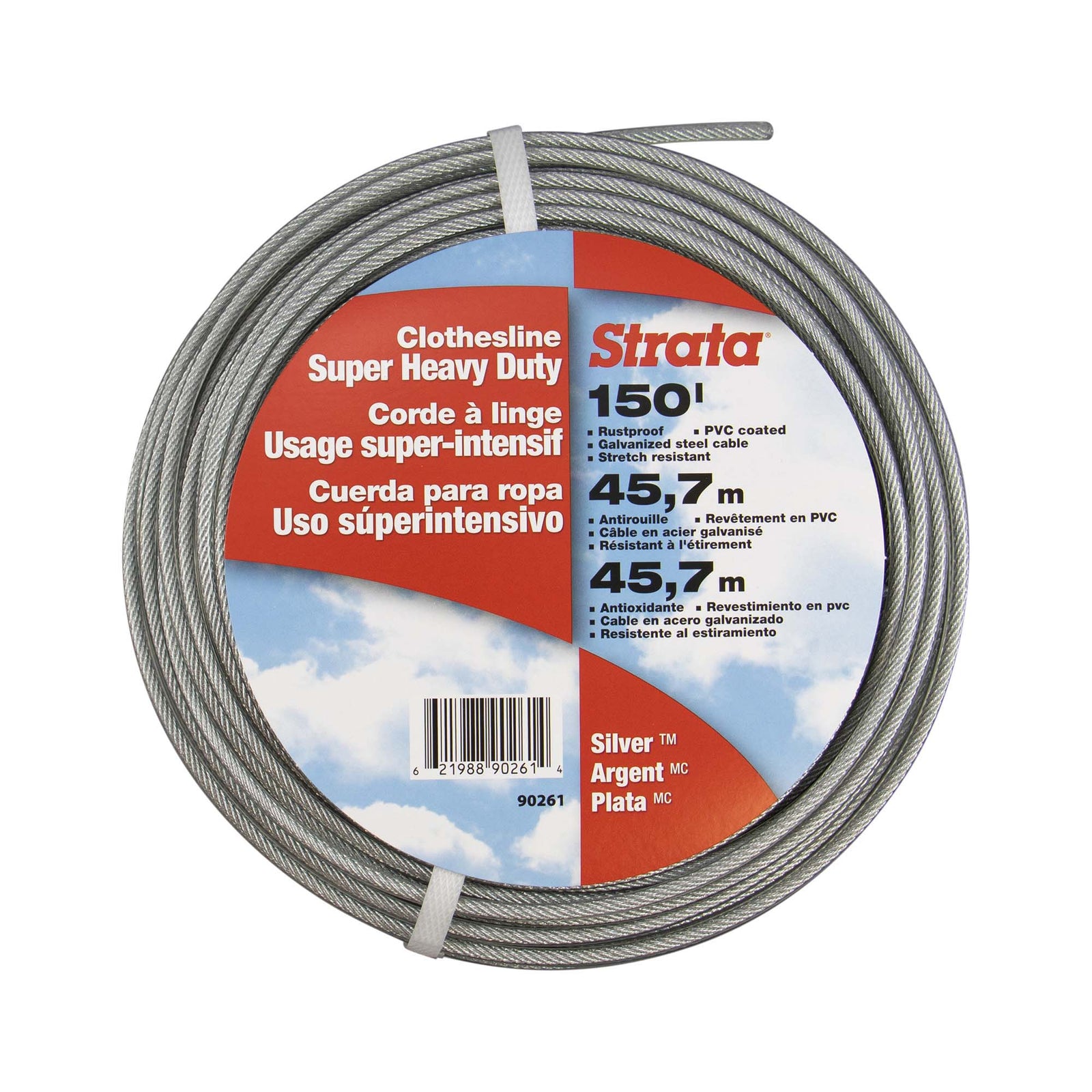 Corde à linge argentée à usage super intensif de 150'