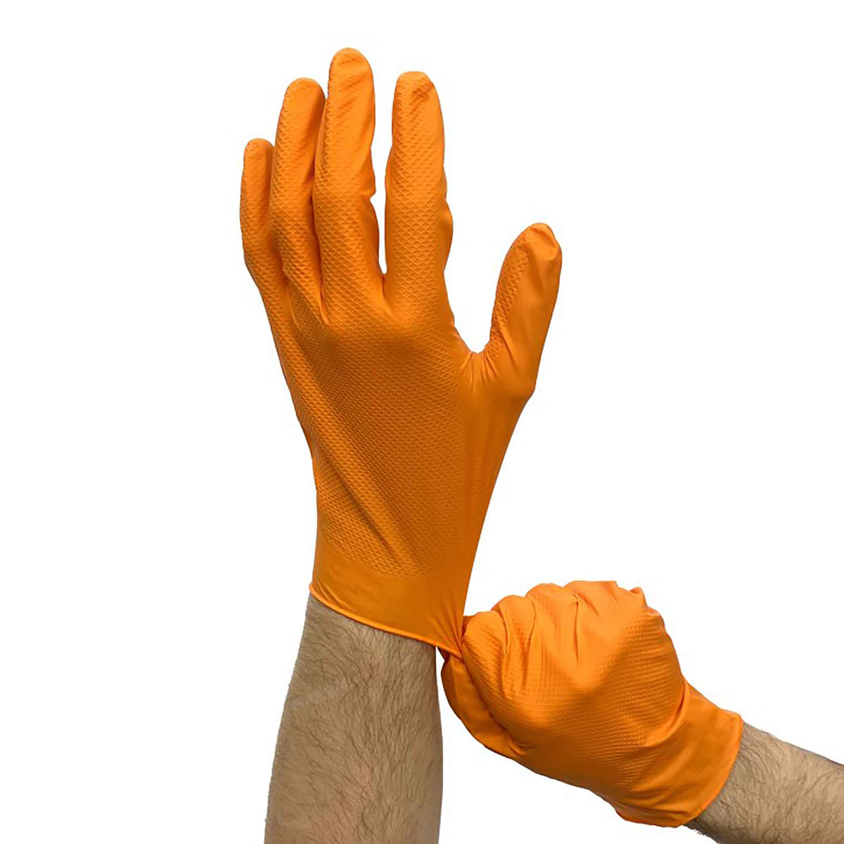Gant jetable en nitrile orange de 6 mil et texturé, T-grand (100 unités)
