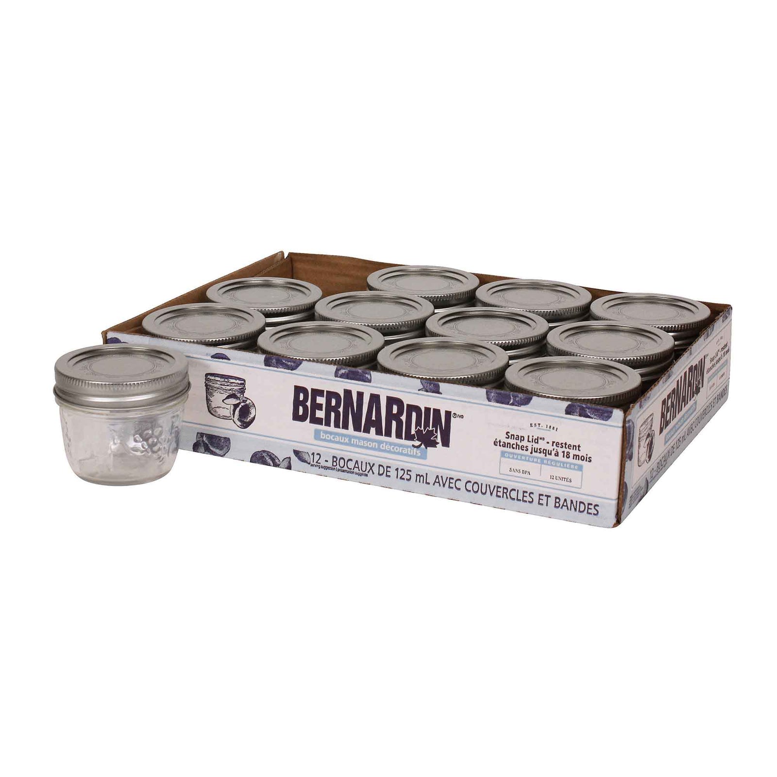 Pots Mason décoratif à ouverture régulière, 125 ml (12 unités)