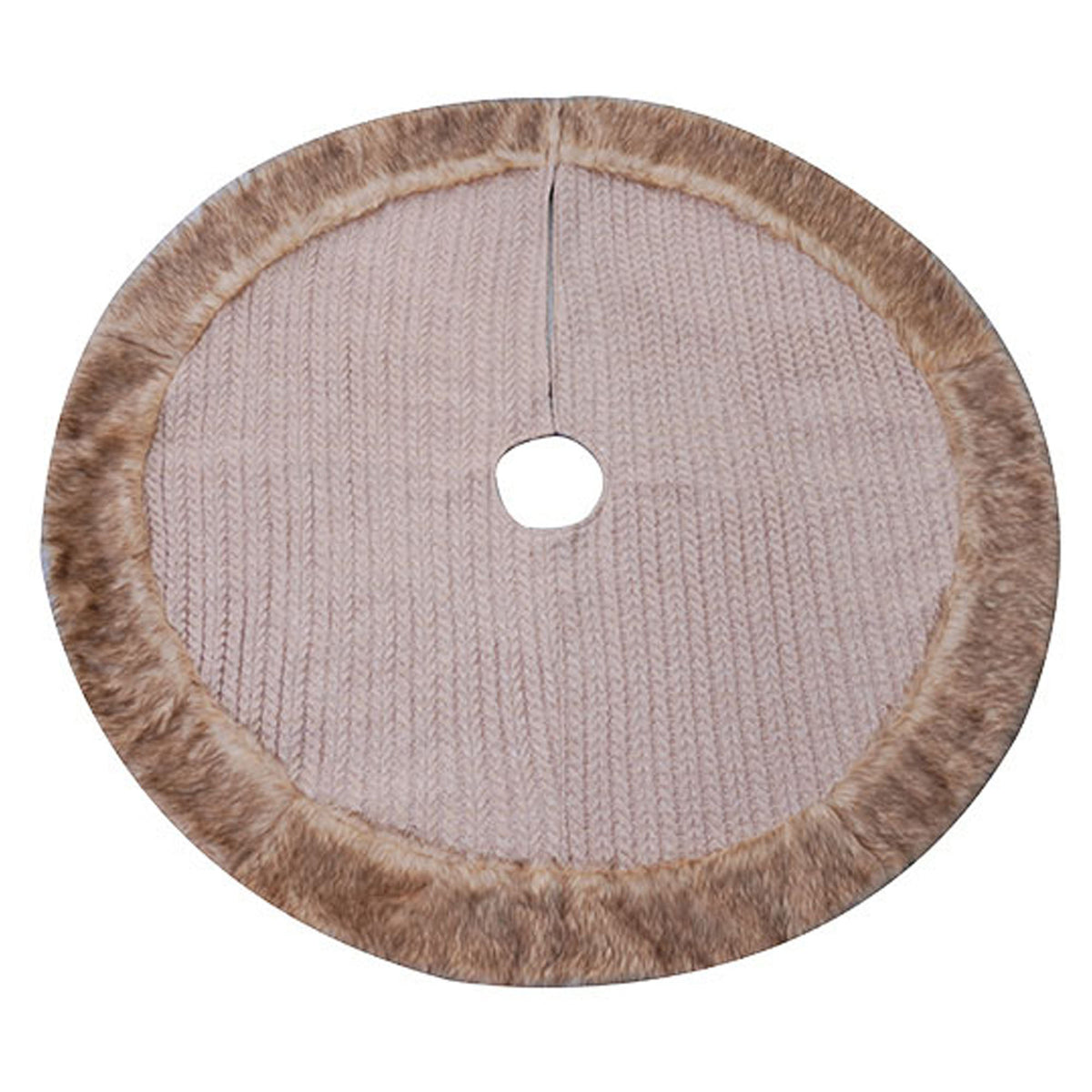 Jupe de sapin en tricot avec bordure en fourrure, 41,73" (beige)