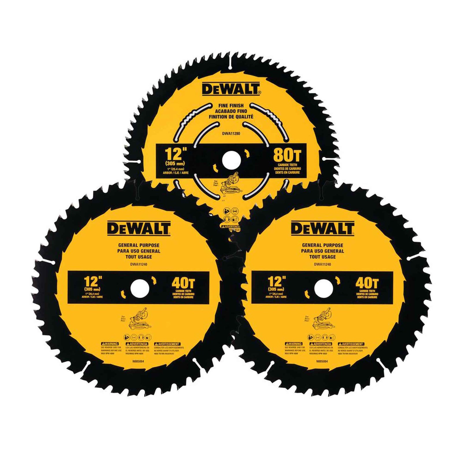 Ensemble de lames de scie circulaire 12", 3 unités