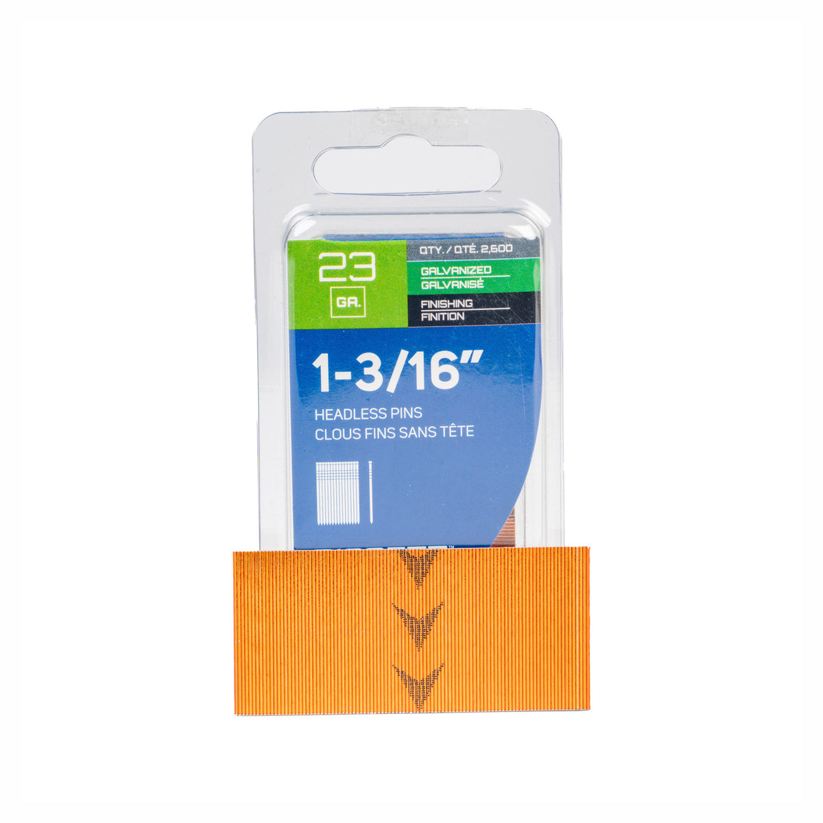 Clous de finition fins sans tête de calibre 23 en acier galvanisé, 1-3/16'' (2 600 unités)