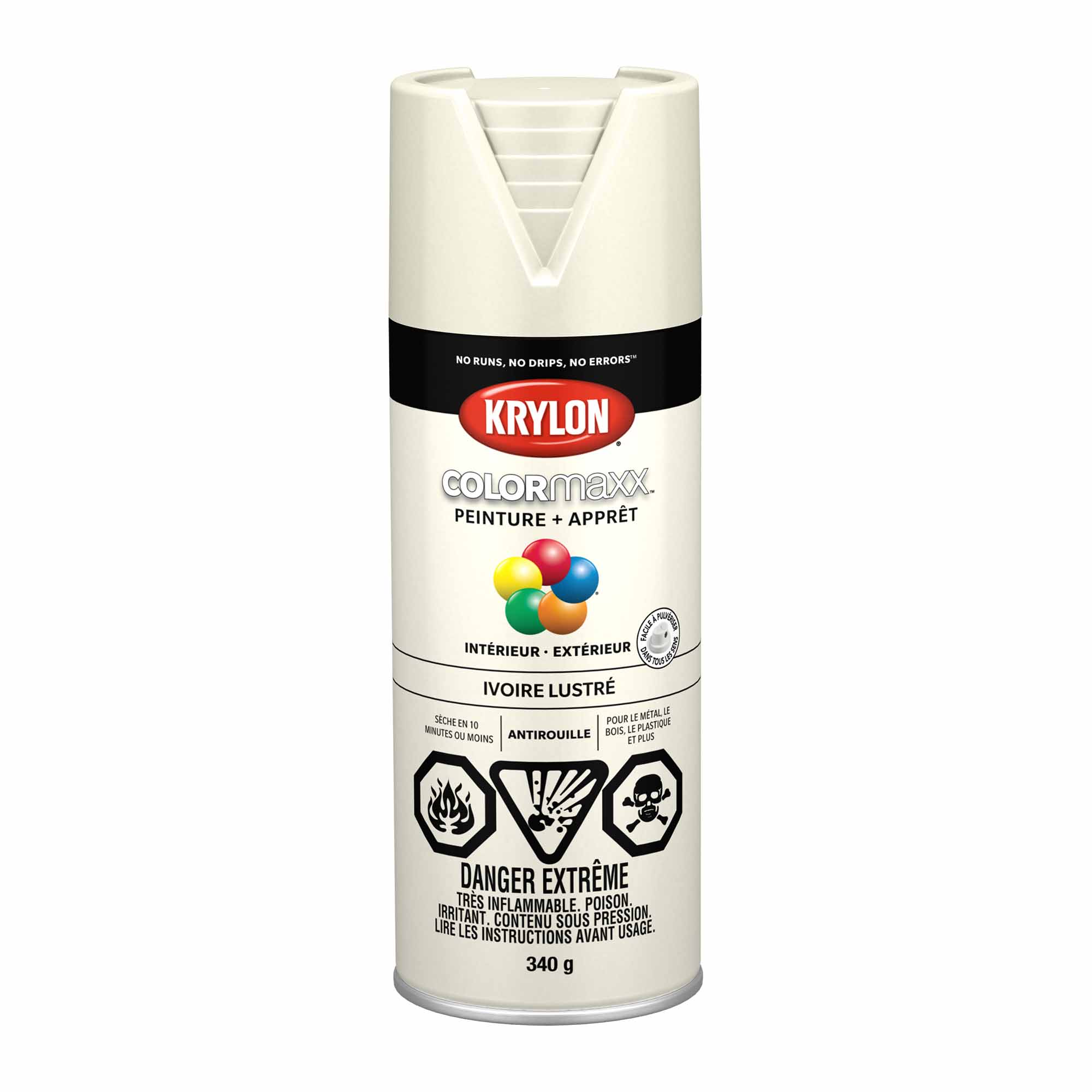 Krylon aérosol COLORMAXX peinture + apprêt ivoire lustré, 340 g