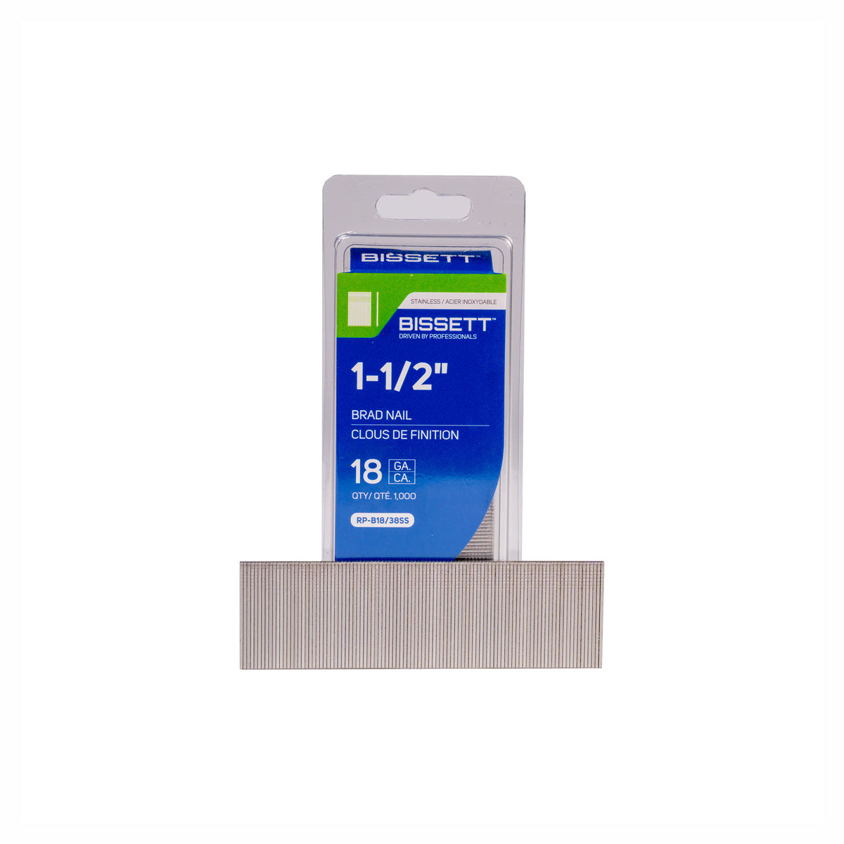 Clous de finition de calibre 18 en acier inoxydable, 1-1/2" (1 000 unités)
