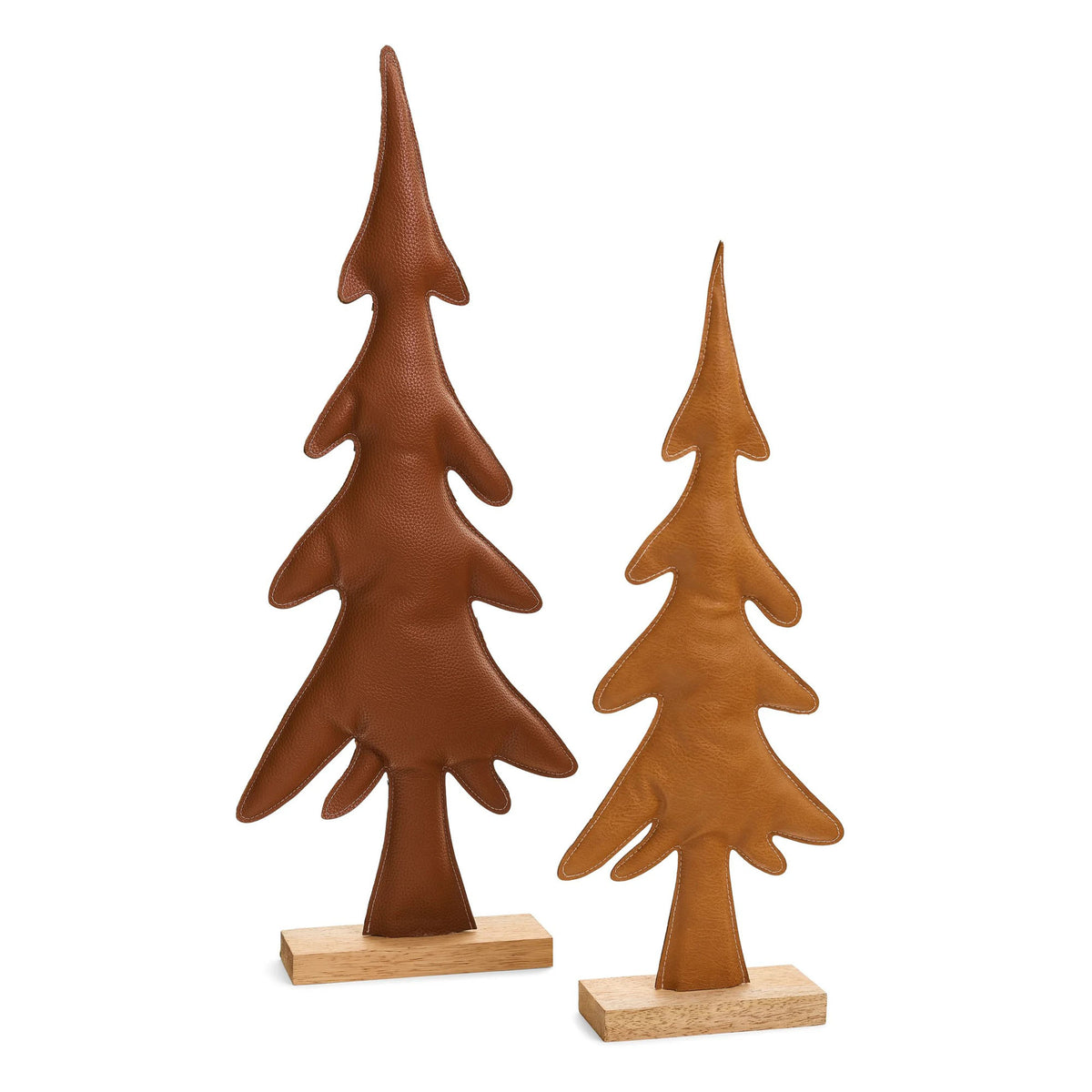 Grand sapin décoratif en simili cuir brun, 9,5'' x22'' 