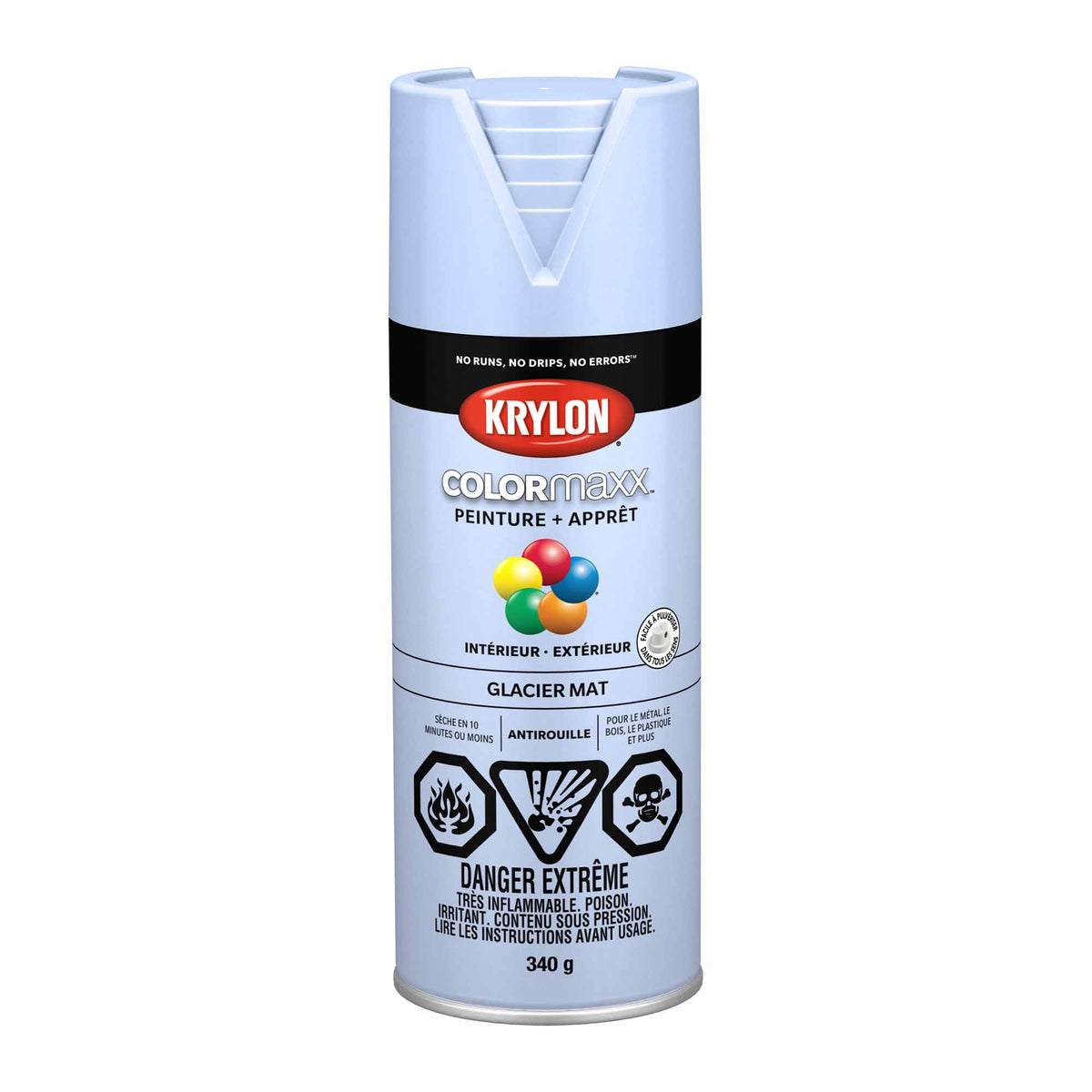 Krylon aérosol COLORMAXX peinture + apprêt glacier mat, 340 g