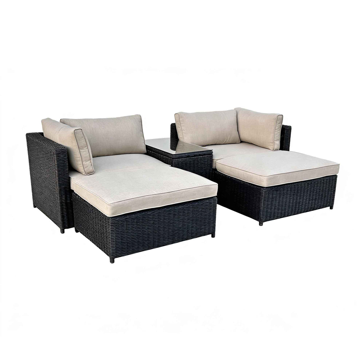 Sofa sectionnel multifonction en rotin, 5 morceaux