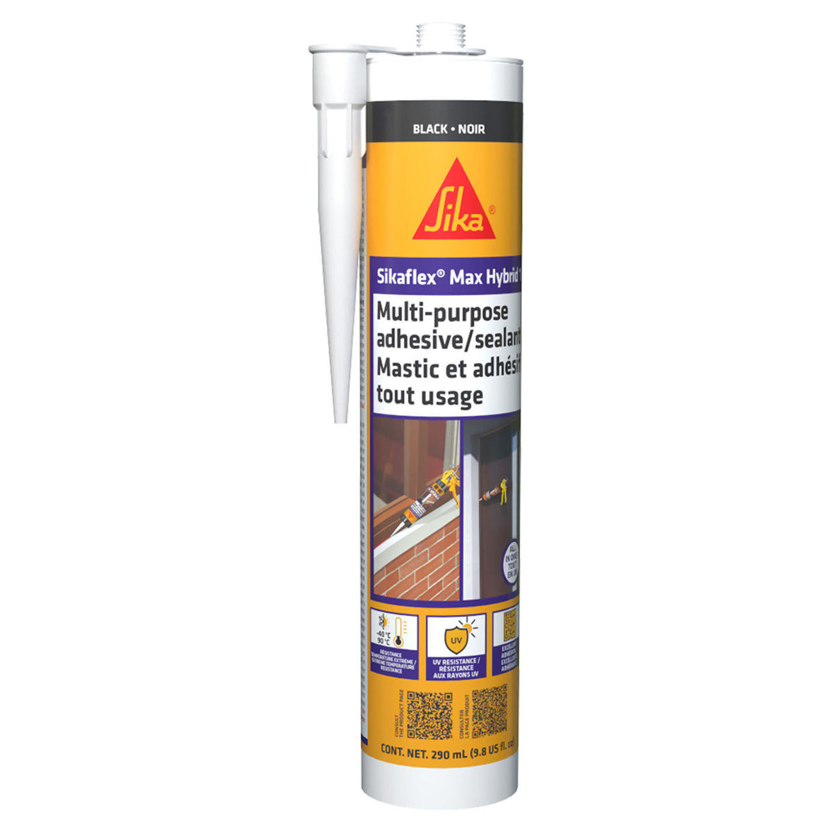 Mastic et adhésif à tout usage Sikaflex Max Hybrid 1, 290 ml (noir)