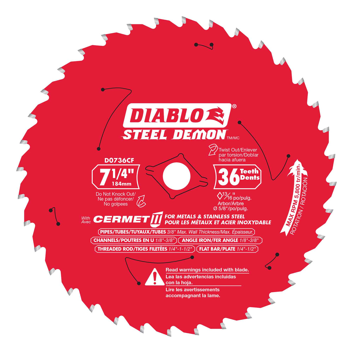 Lame de scie Steel Demon Cermet II pour métaux épais, 7-1/4" x 36 dents 