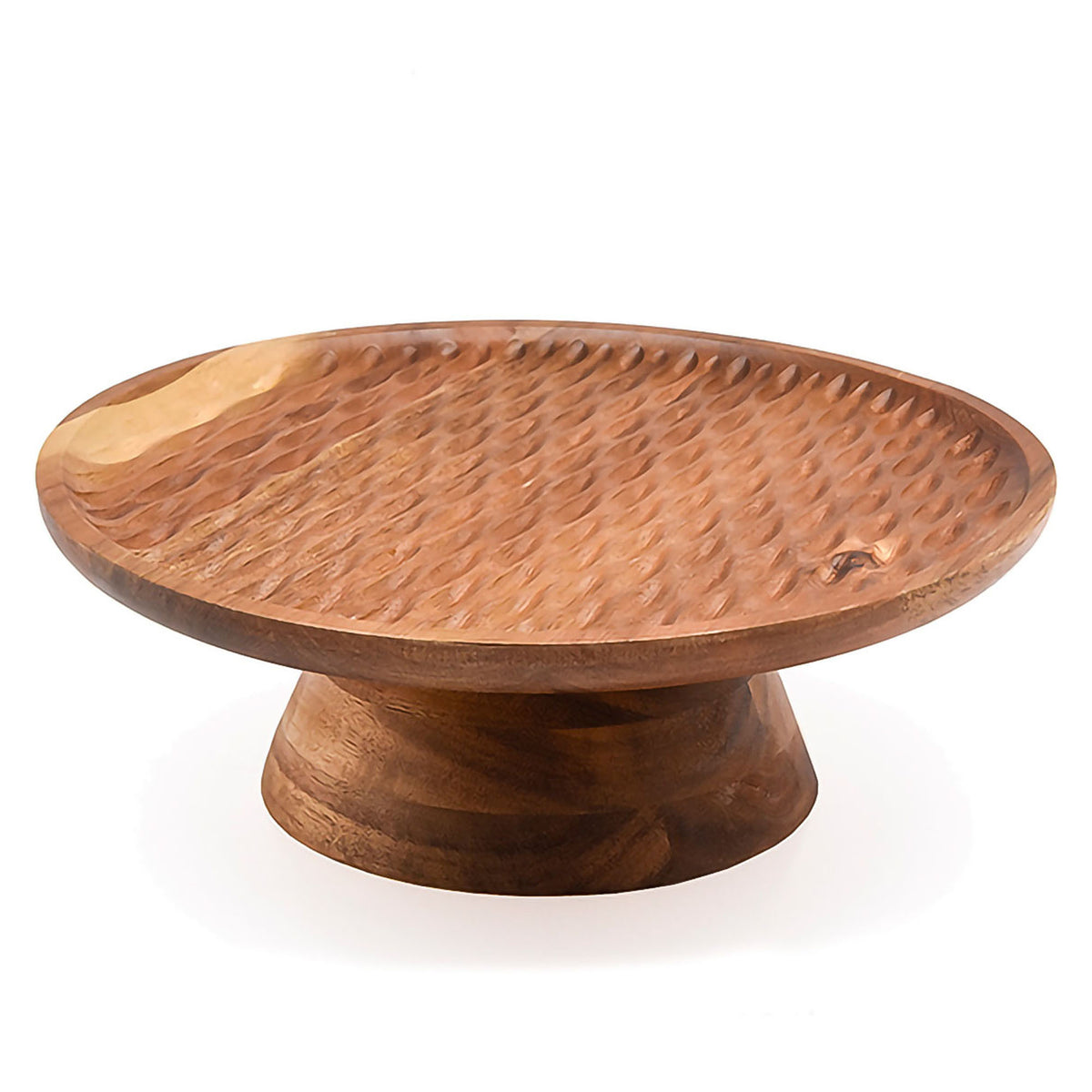 Plateau de service sur pied en bois d'acacia, 28"
