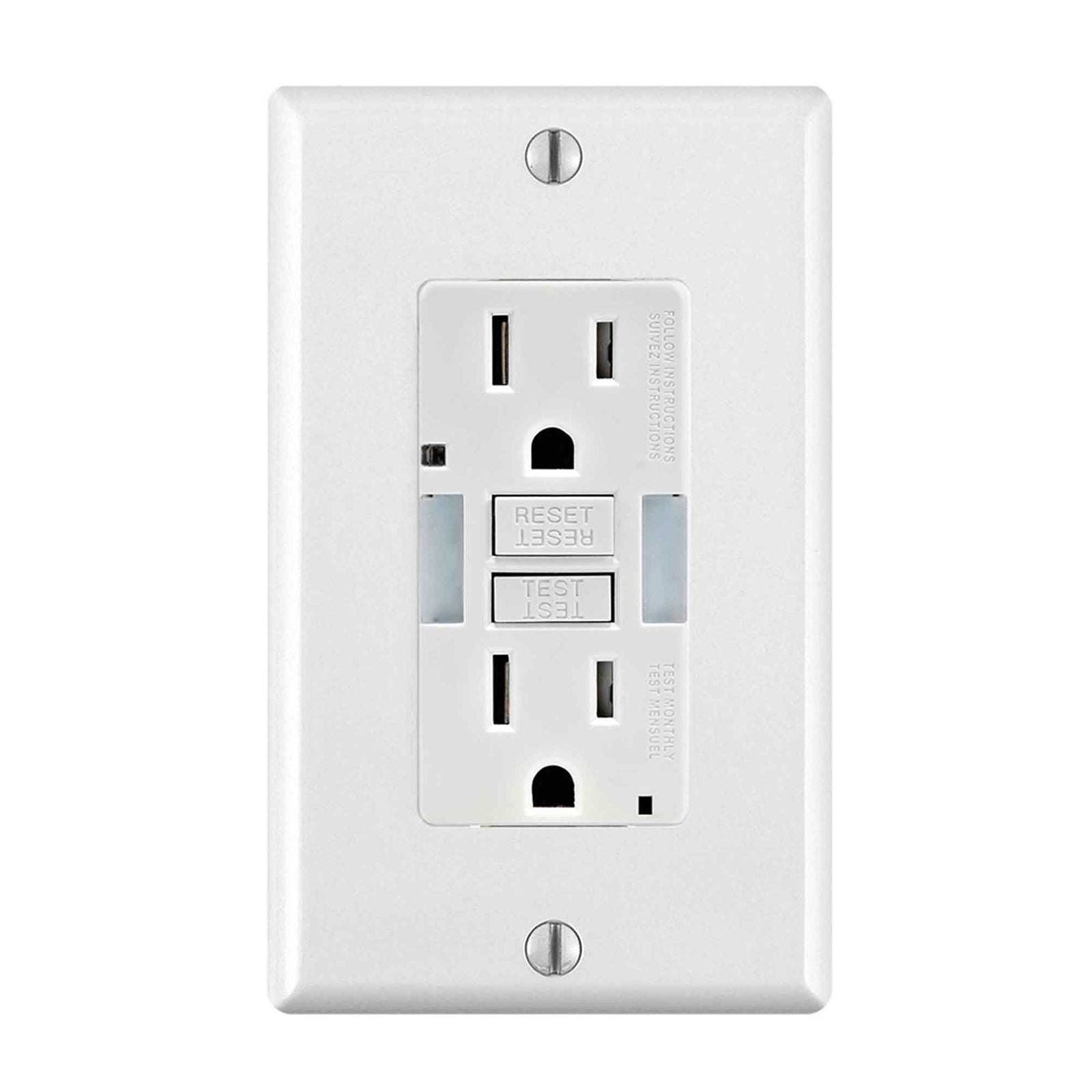 Prise à DDFT inviolable de 15 A / 125 V avec lampe guide à DEL, blanc