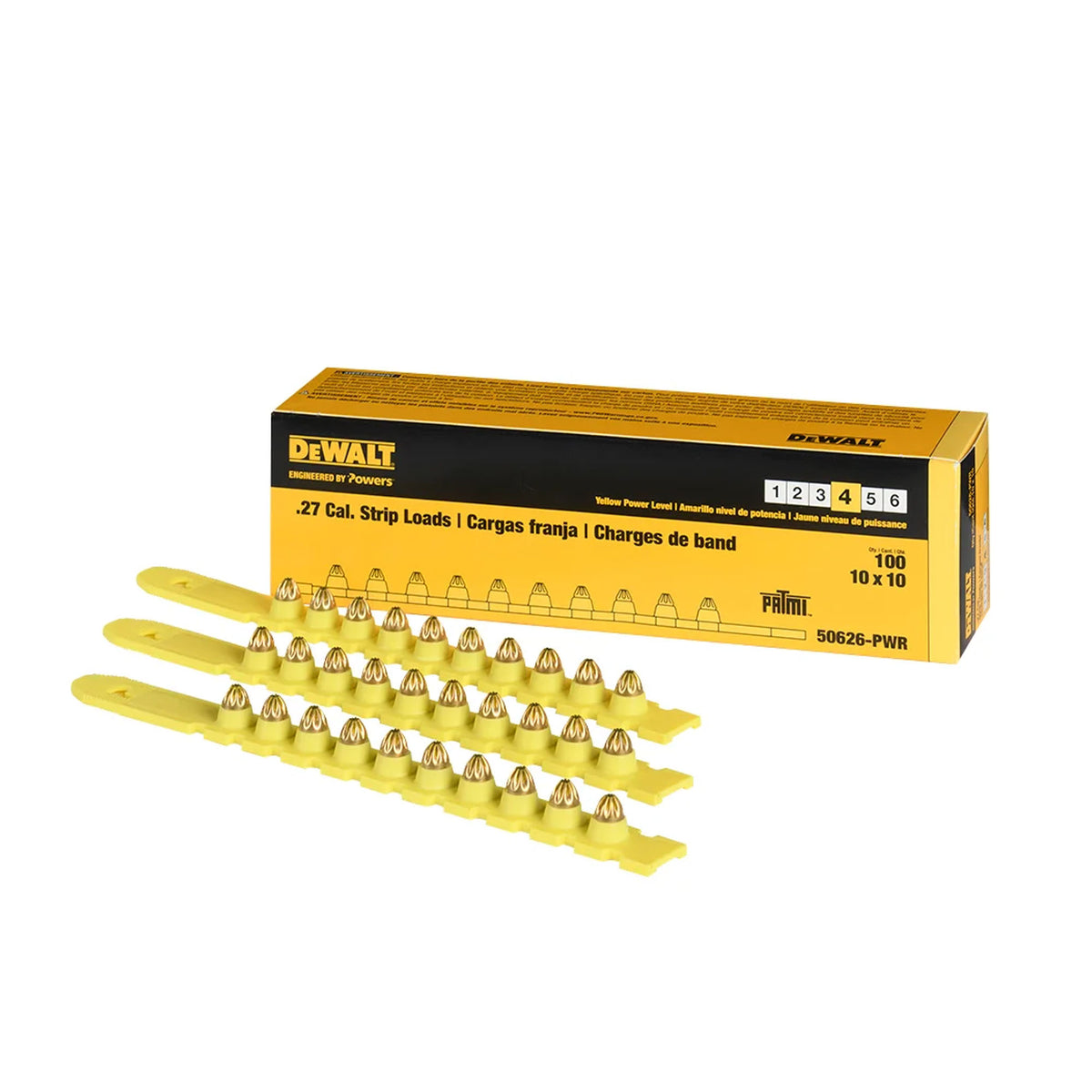 Cartouches jaunes sur bandes calibre .27, 10 bandes (100 unités)