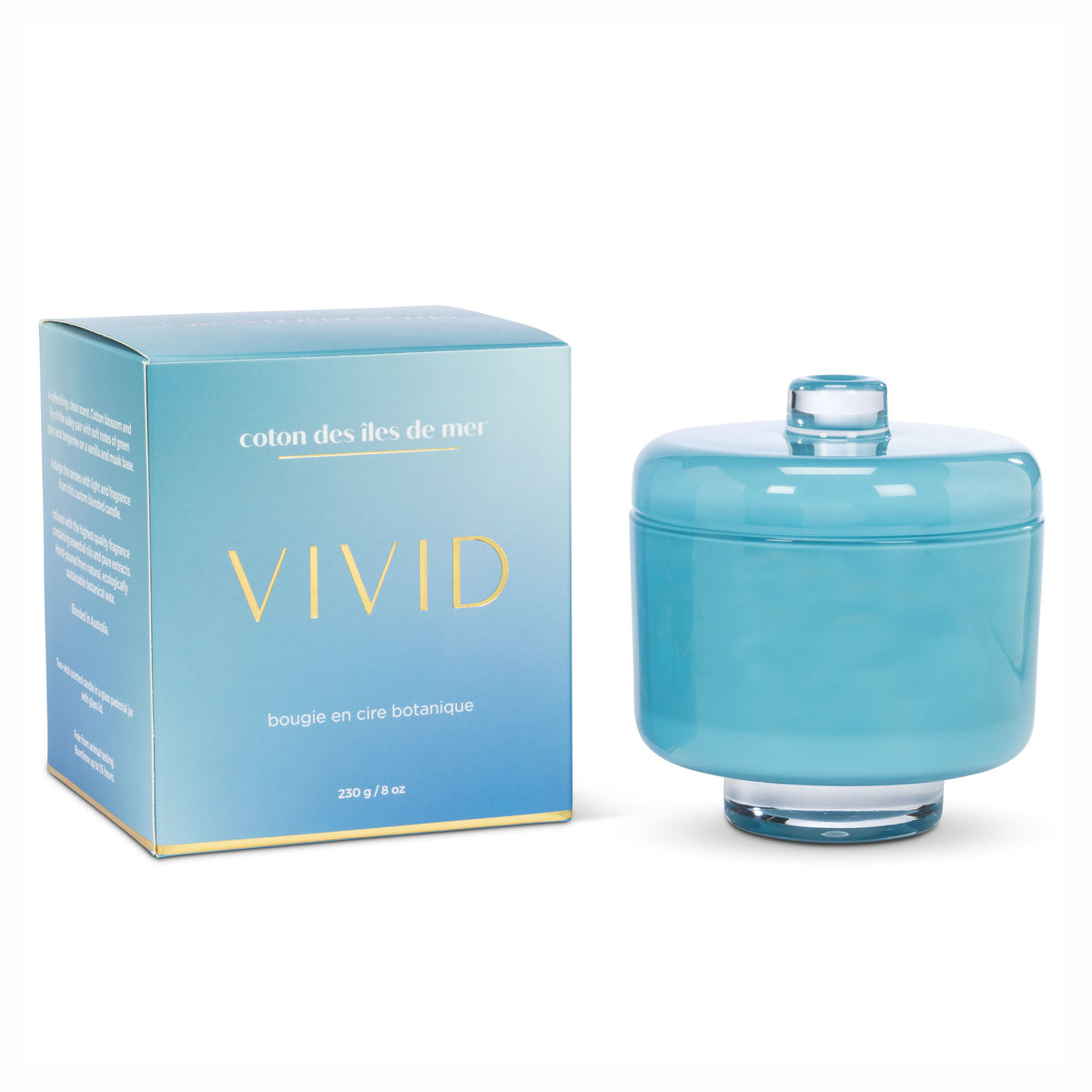 Chandelle au parfum de coton des îles de mer dans pot sur pied, 230 g