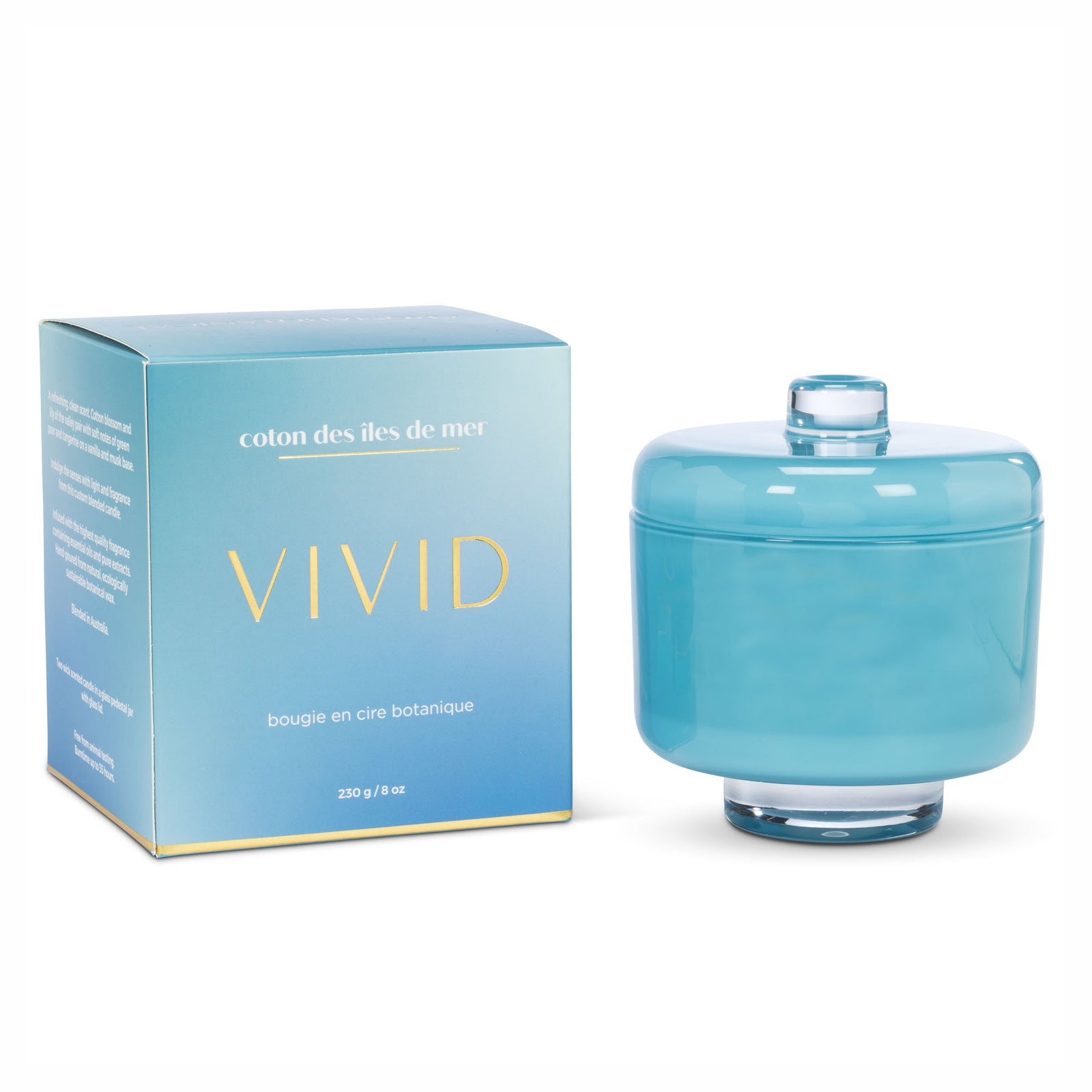 Chandelle au parfum de coton des îles de mer dans pot sur pied, 230 g