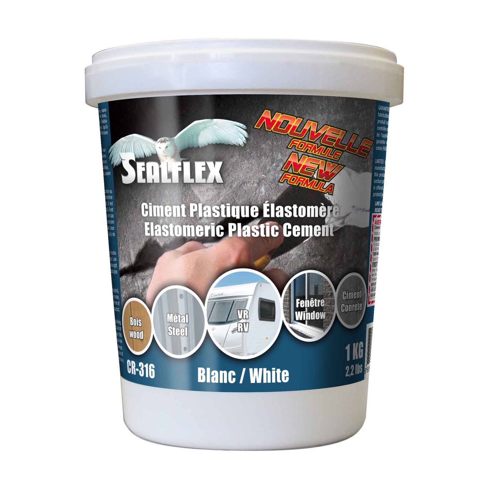 Ciment plastique élastomère CR 316 en blanc, 1 kg