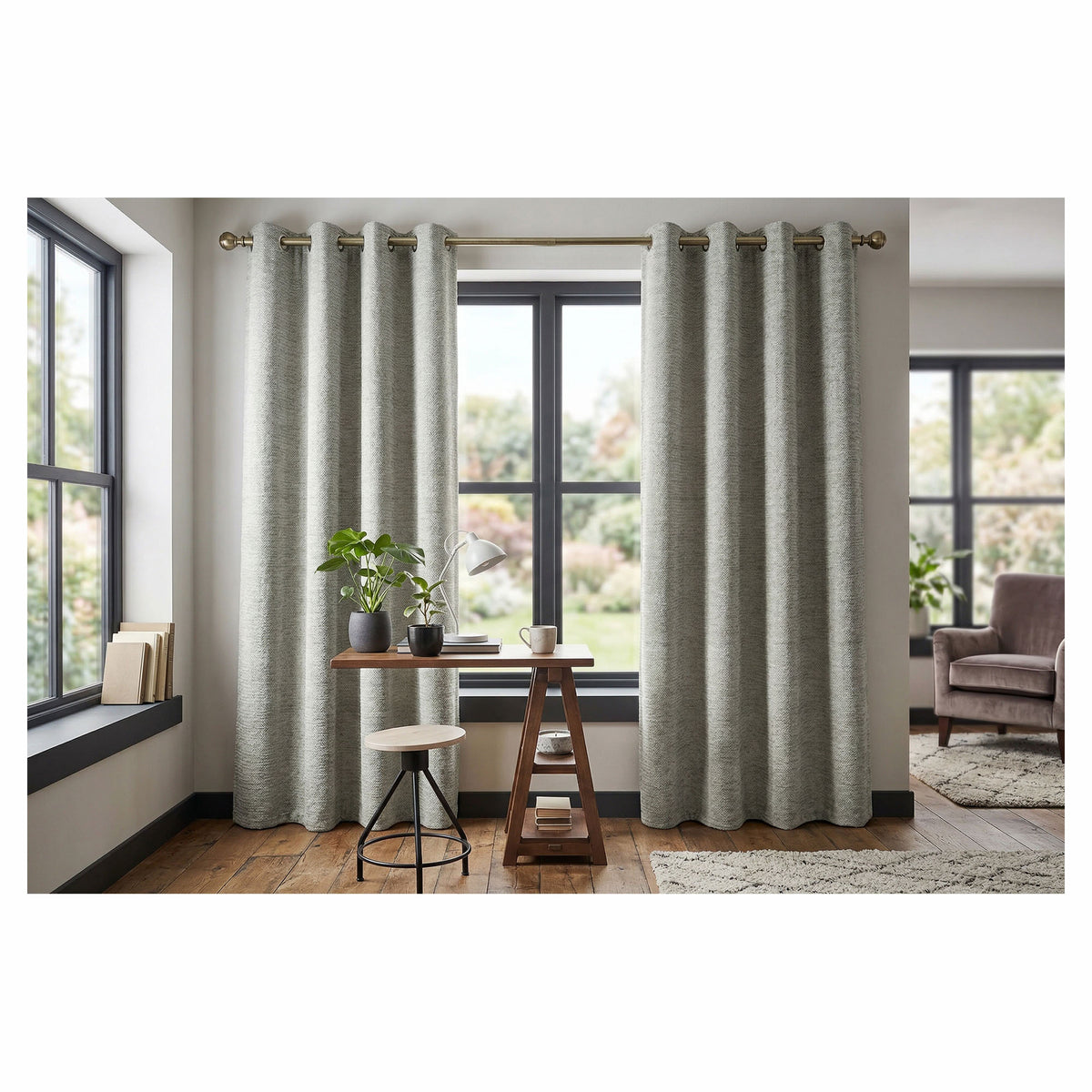 Rideau de luxe tissé à effet velours chenille, 54" x 84" (gris foncé)