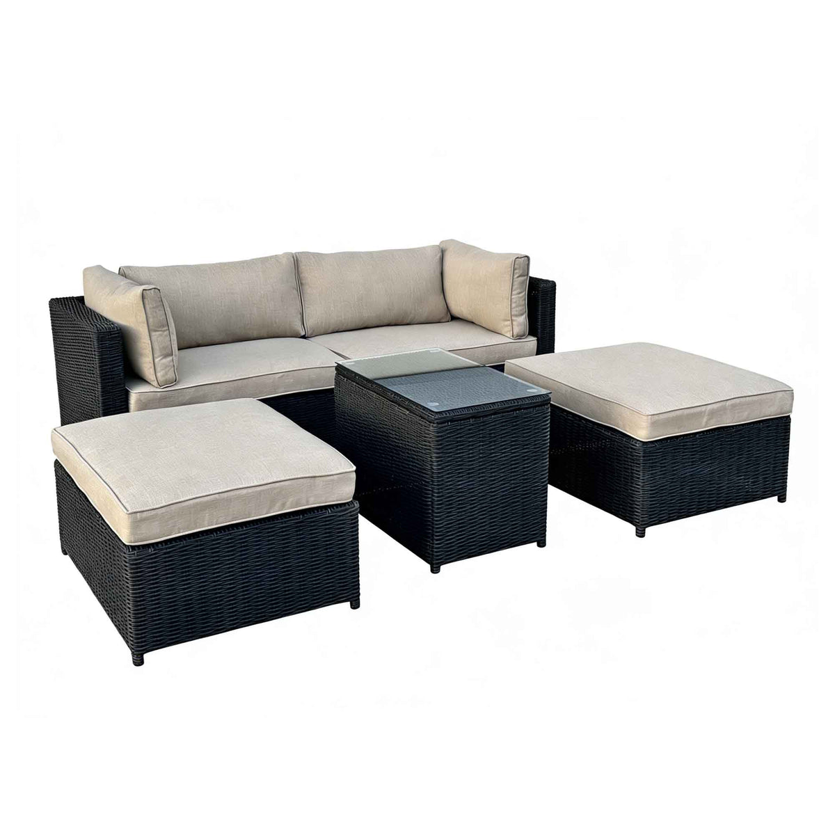 Sofa sectionnel multifonction en rotin, 5 morceaux