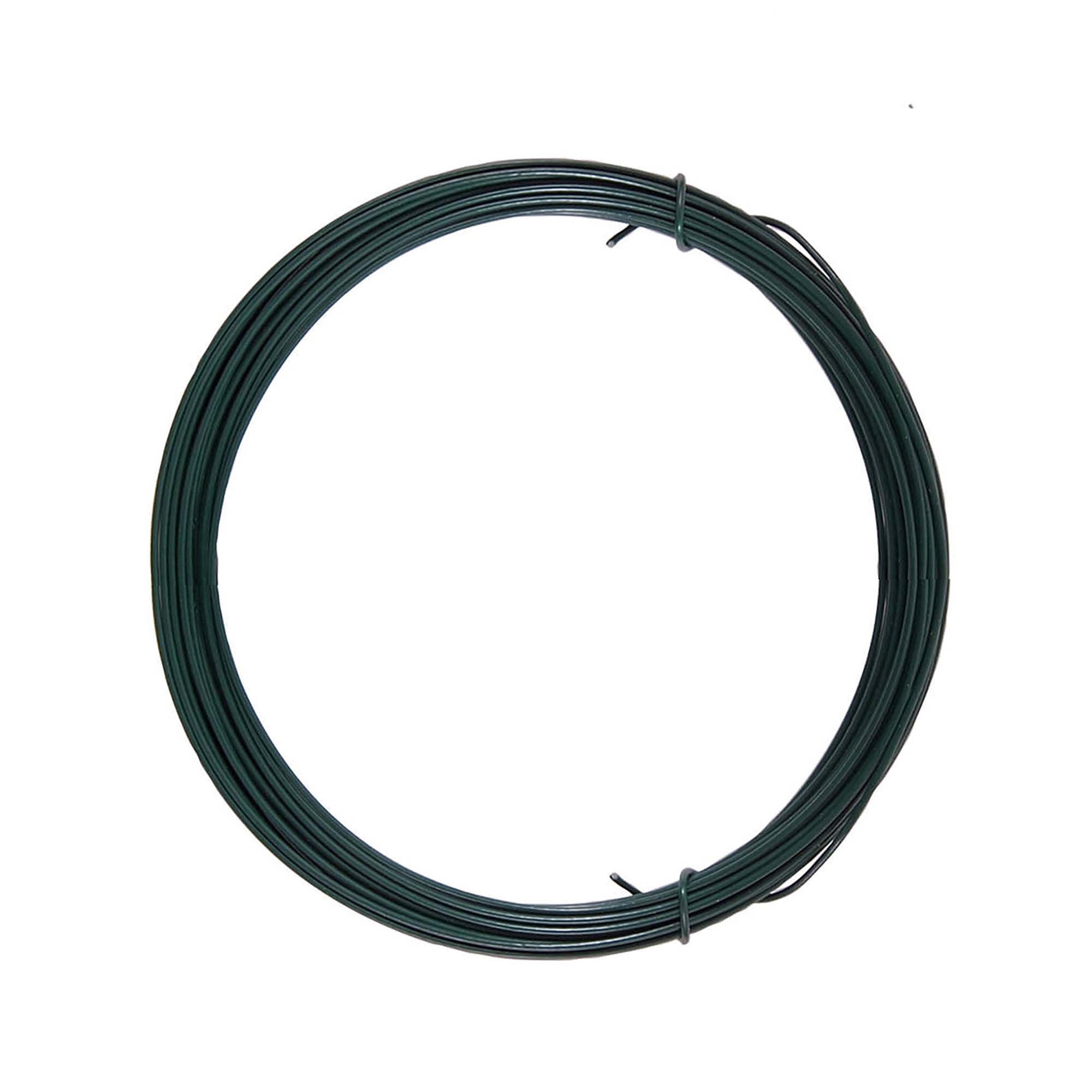 Fil d' acier recouvert en PVC vert de calibre 16, 1,6 mm x 15 m