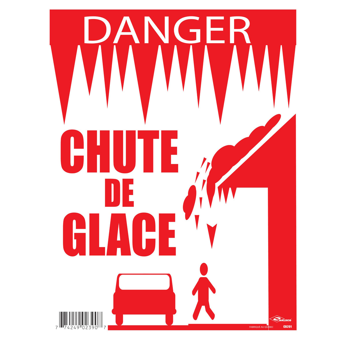 Affiche "Danger chute de glace", 12" x 16"