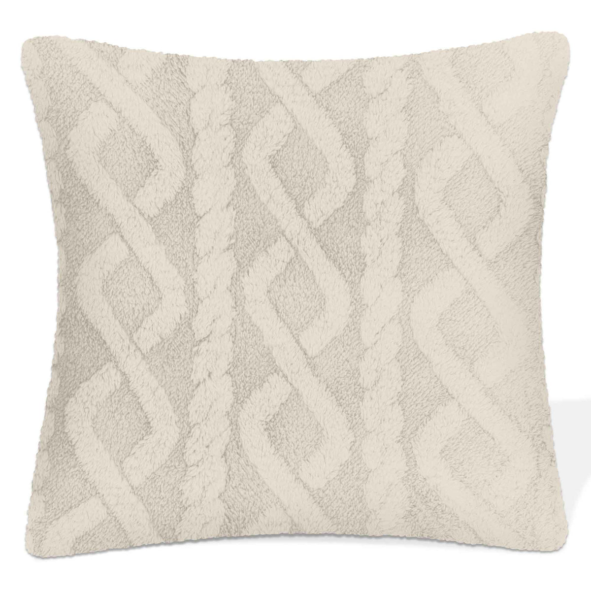 Coussin en Jacquard sherpa de 17&quot; x 17&quot;, beige