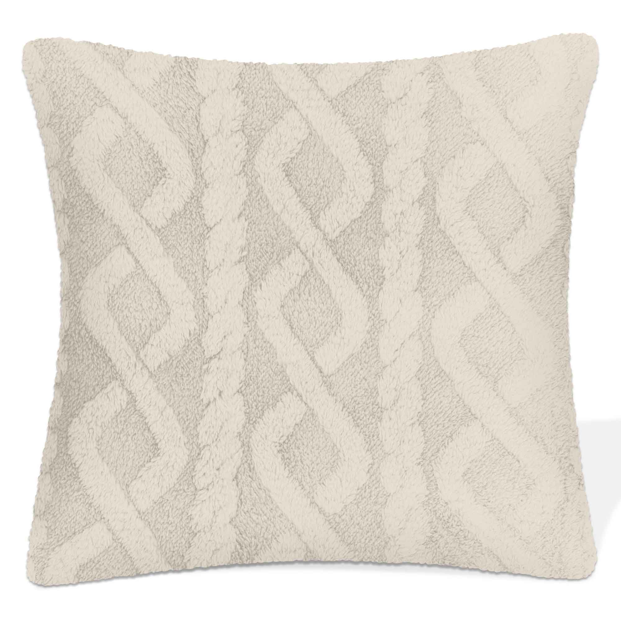 Coussin en Jacquard sherpa de 17" x 17", beige